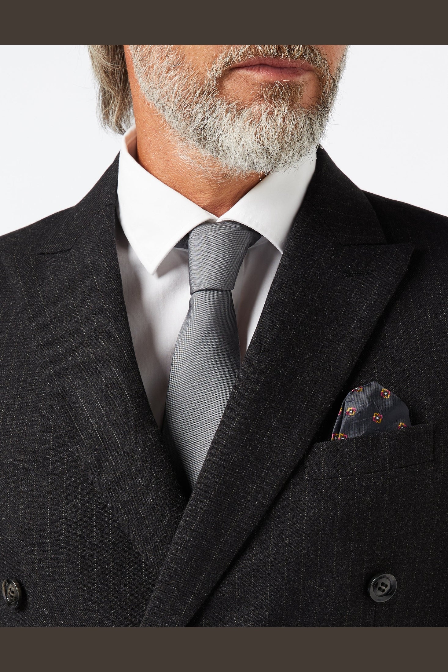 BLACK DOUBLE BREASTED PINSTRIPE JACKET & WAISTCOAT