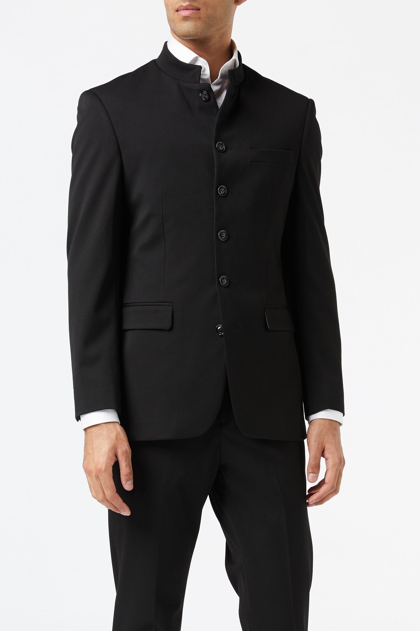 CHINESE GRANDAD COLLAR BLACK NEHRU JACKET