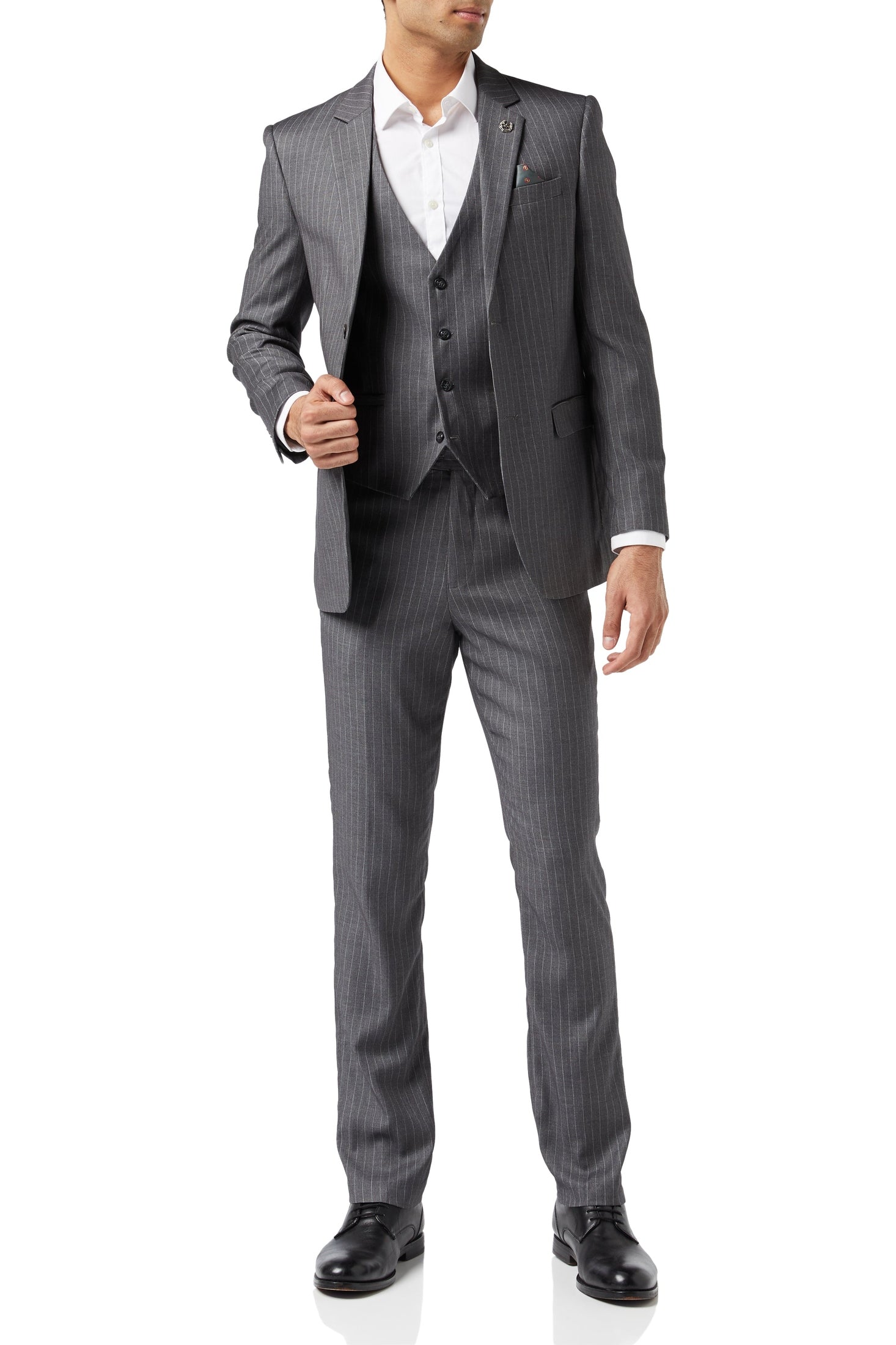 WHITE PIN STRIPE GREY JACKET