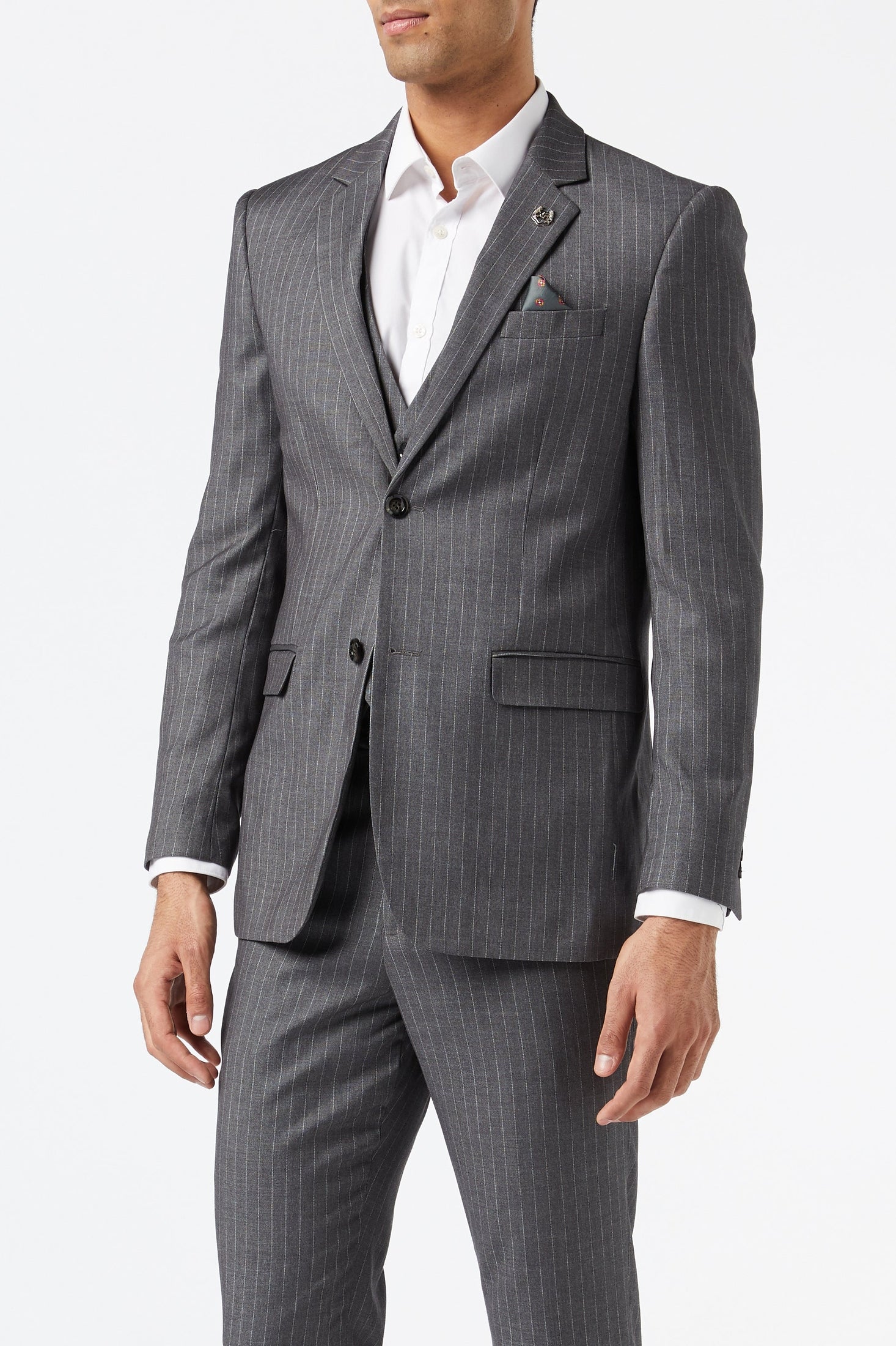 WHITE PIN STRIPE GREY JACKET