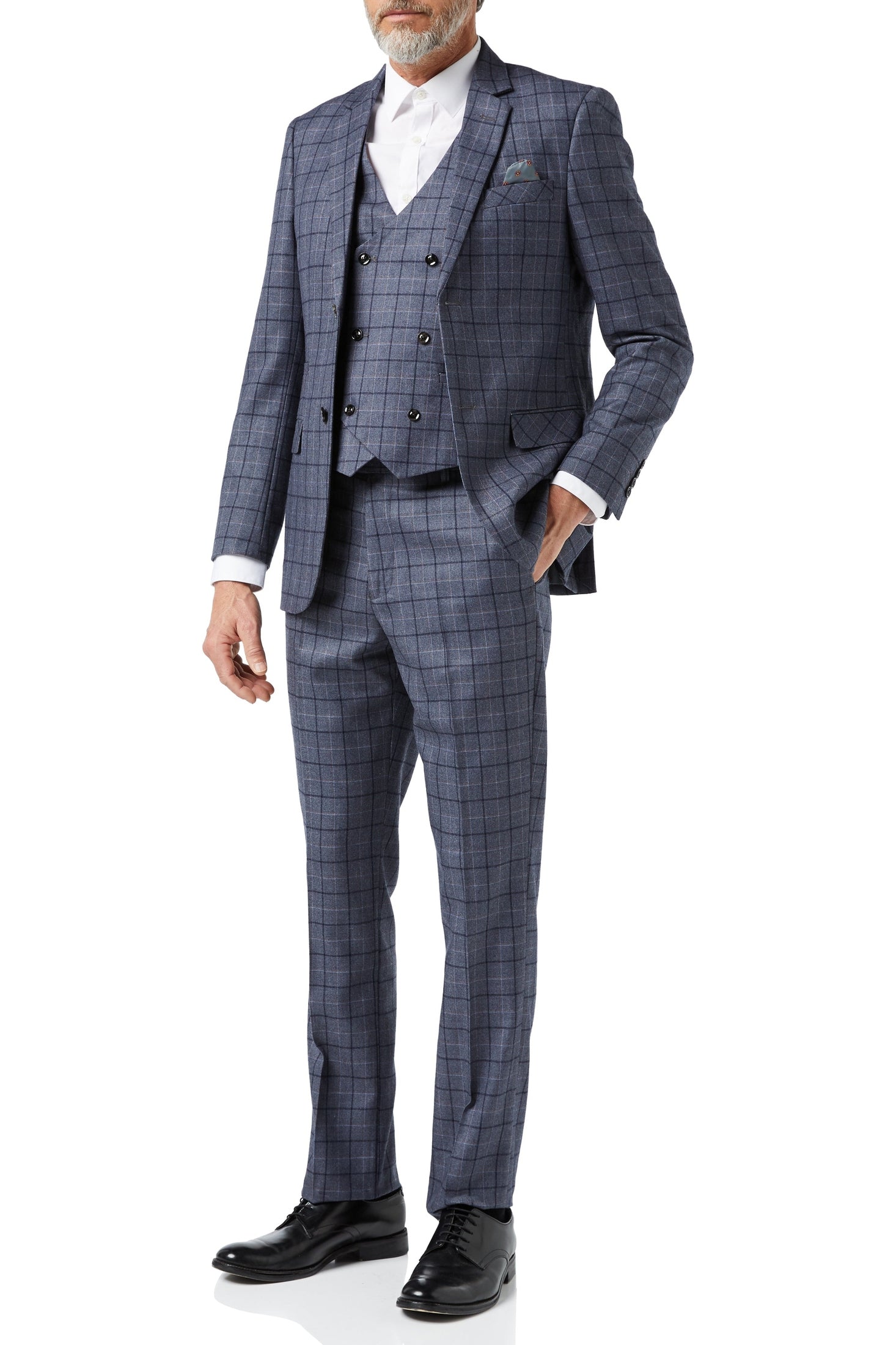HECTOR - GREY WINDOWPANE CHECK JACKET & WAISTCOAT