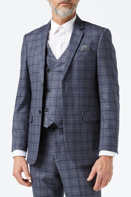 HECTOR - GREY WINDOWPANE CHECK JACKET & WAISTCOAT