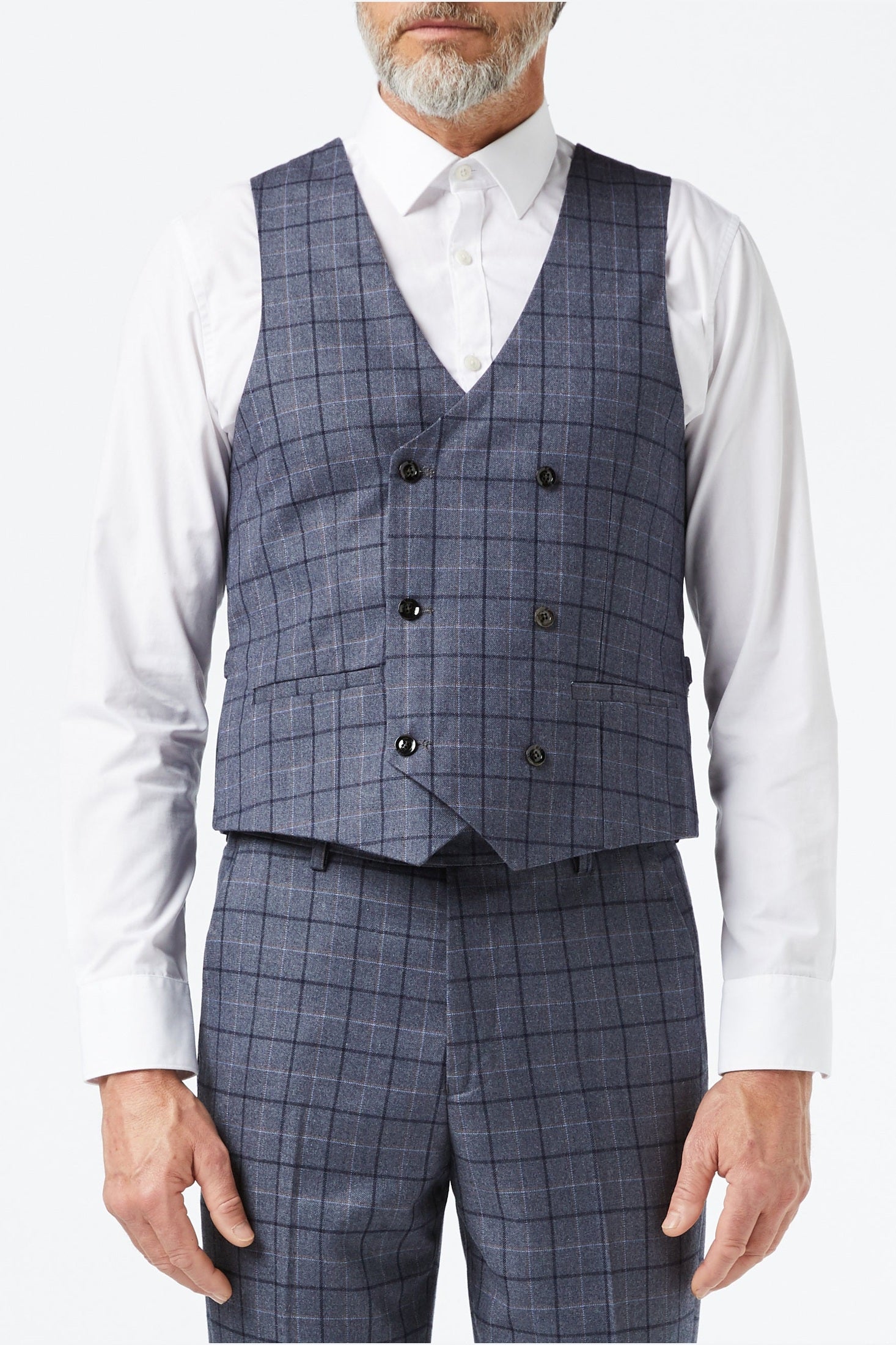 HECTOR - GREY WINDOWPANE CHECK JACKET & WAISTCOAT