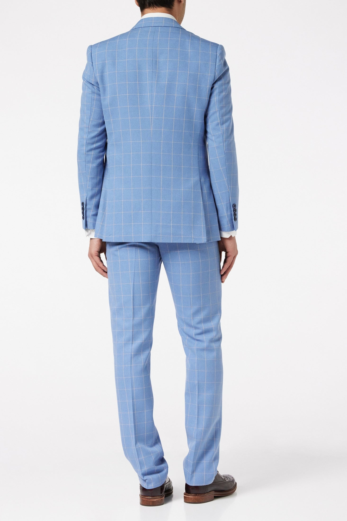 GABIN - SKY BLUE WINDOWPANE CHECK JACKET & WAISTCOAT
