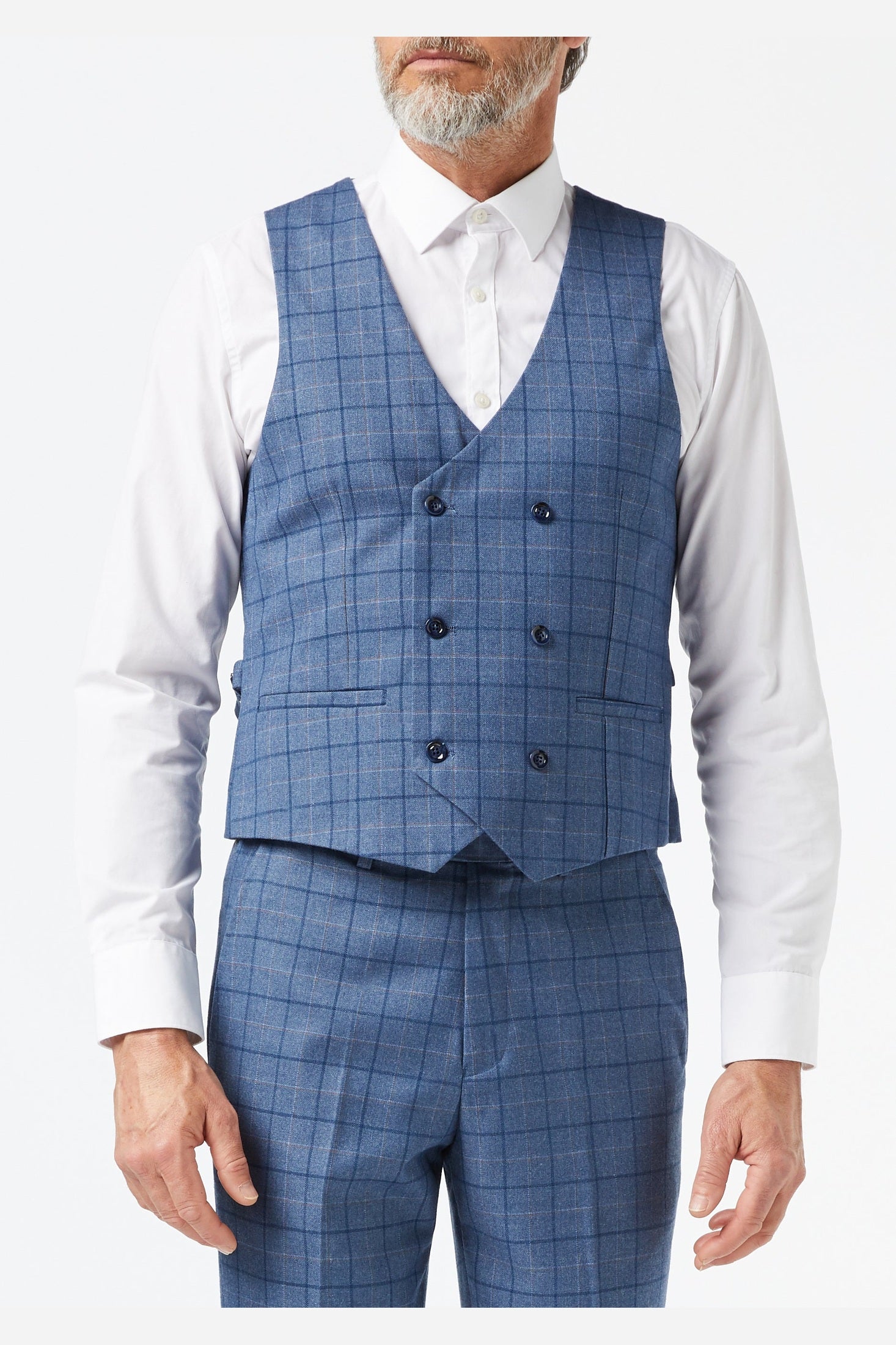 HECTOR - BLUE WINDOWPANE CHECK JACKET & WAISTCOAT