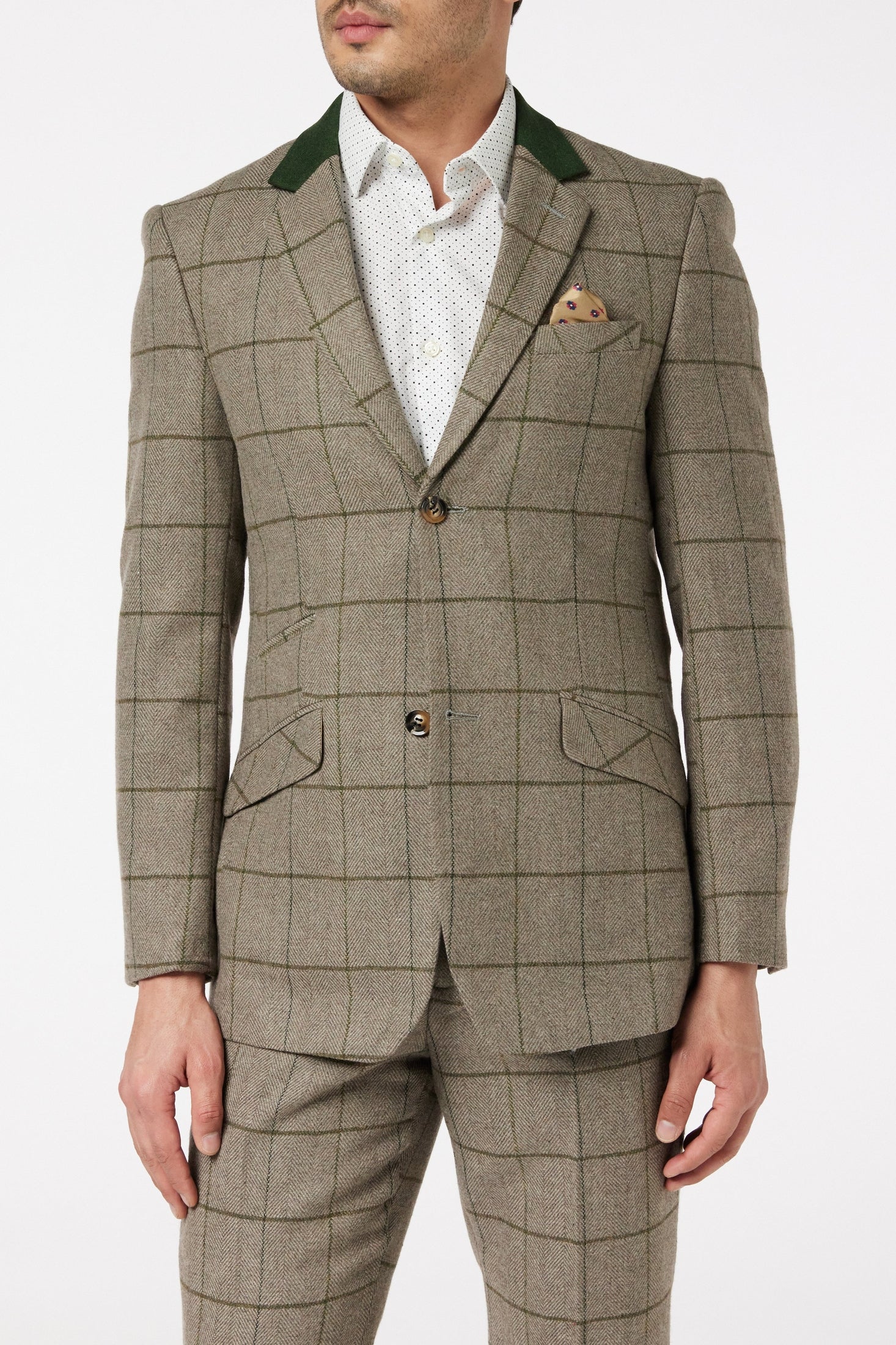 EVAN - GREY TWEED HERRINGBONE CHECK JACKET & WAISTCOAT