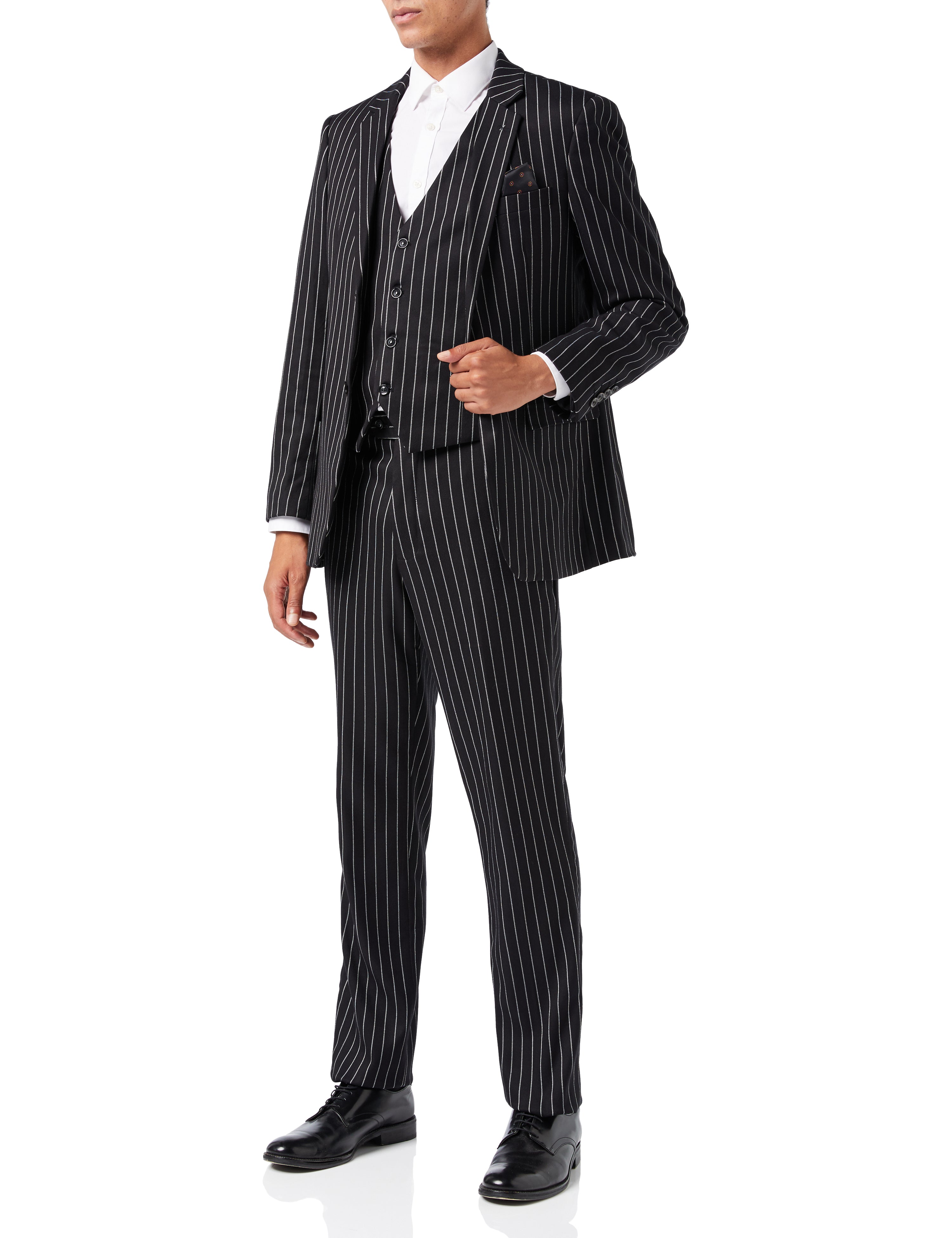 MEN'S BLACK PINSTRIPE WHITE STRIPE VINTAGE GATSBY STYLE TAILORED FIT WAISTCOAT