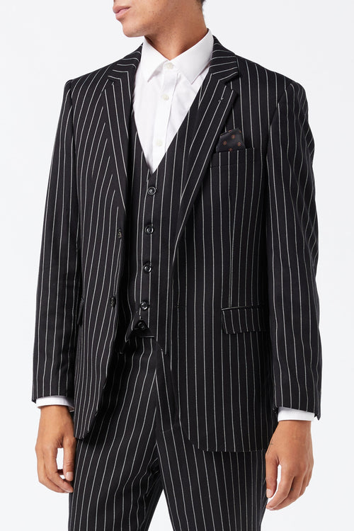 WEISSE PIN-STREIFEN-SCHWARZE JACKE UND WESTE