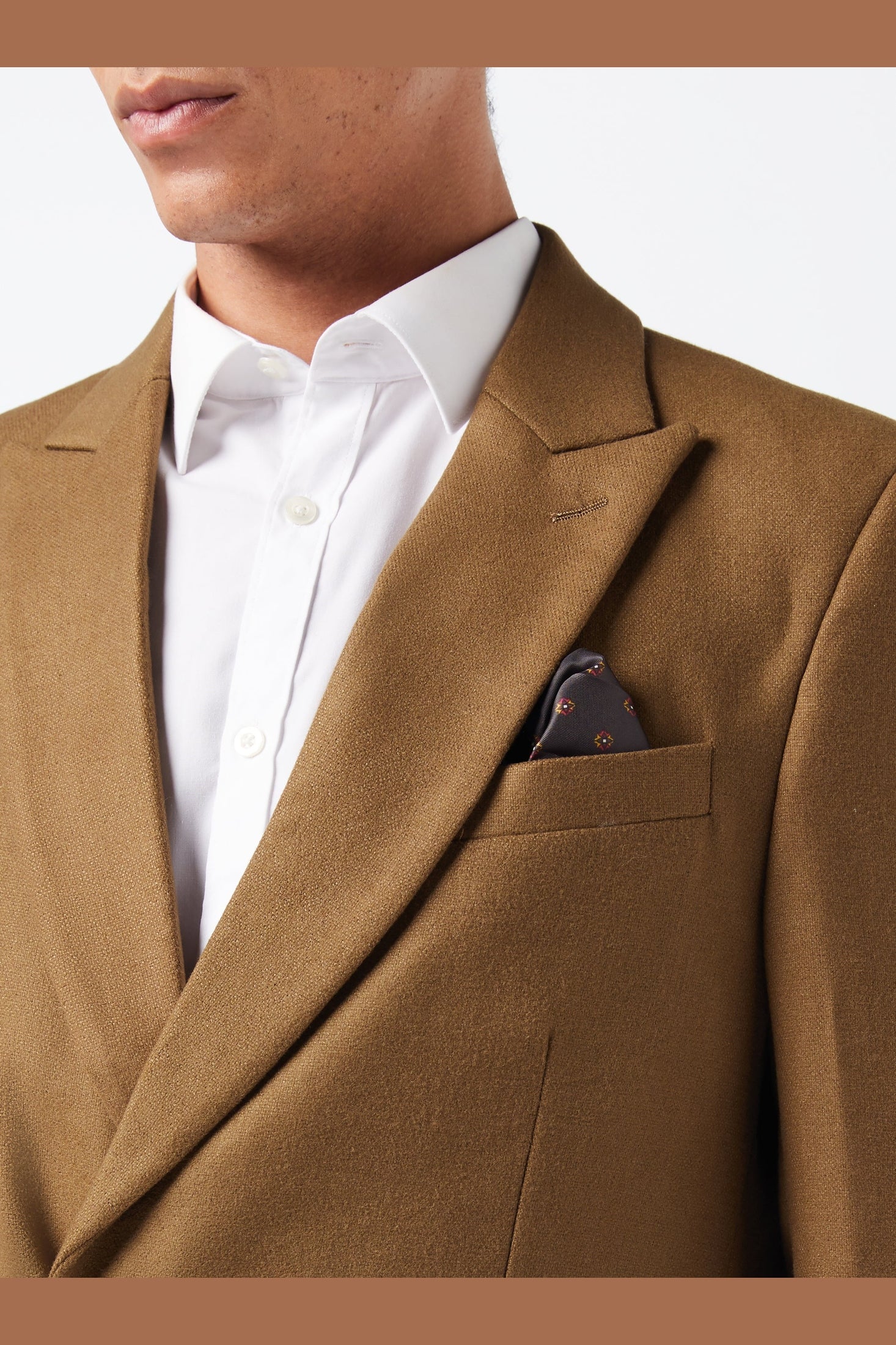 MARCO-DOUBLE BREASTED TWEED TAN JACKET