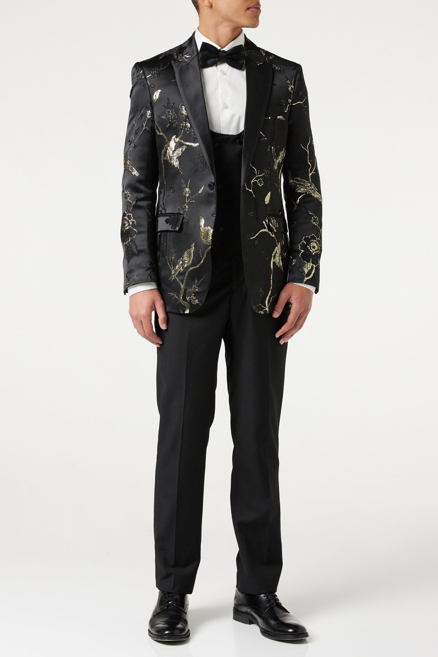 TUXEDO BLACK GOLD FLORAL BLAZER