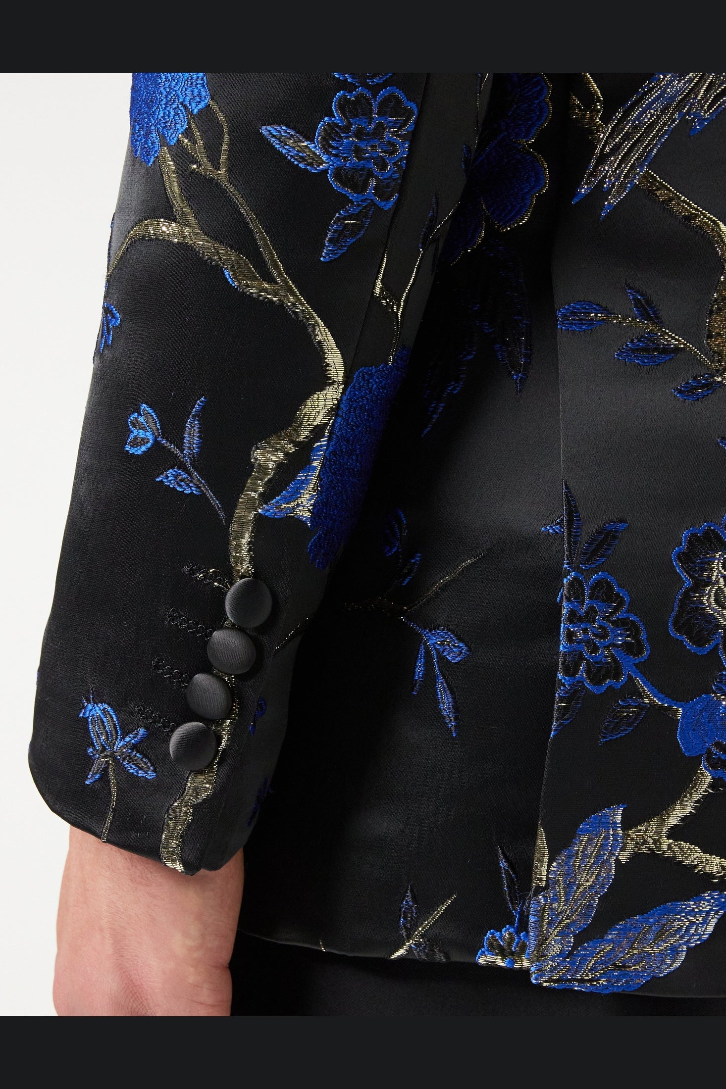 TUXEDO BLACK BLUE FLORAL BLAZER