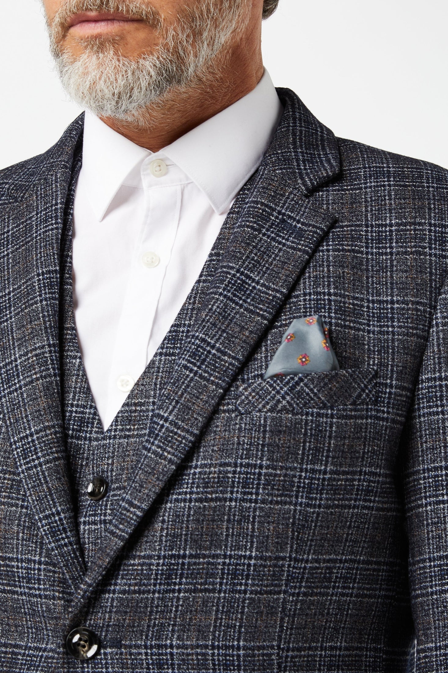 GREY TWEED CHECK JACKET & WAISTCOAT