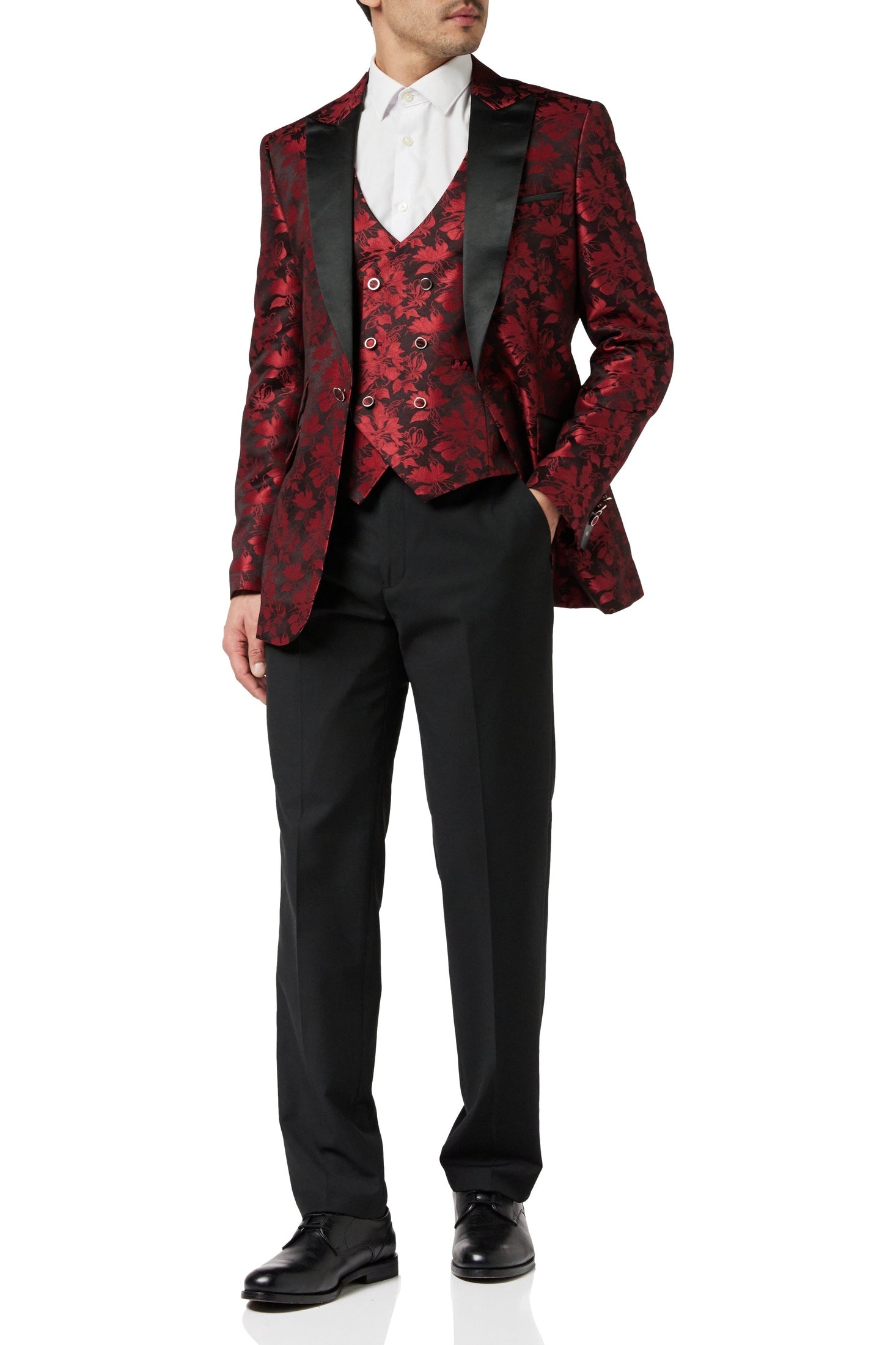 RED GROOMS WEDDING JACKET & WAISTCOAT