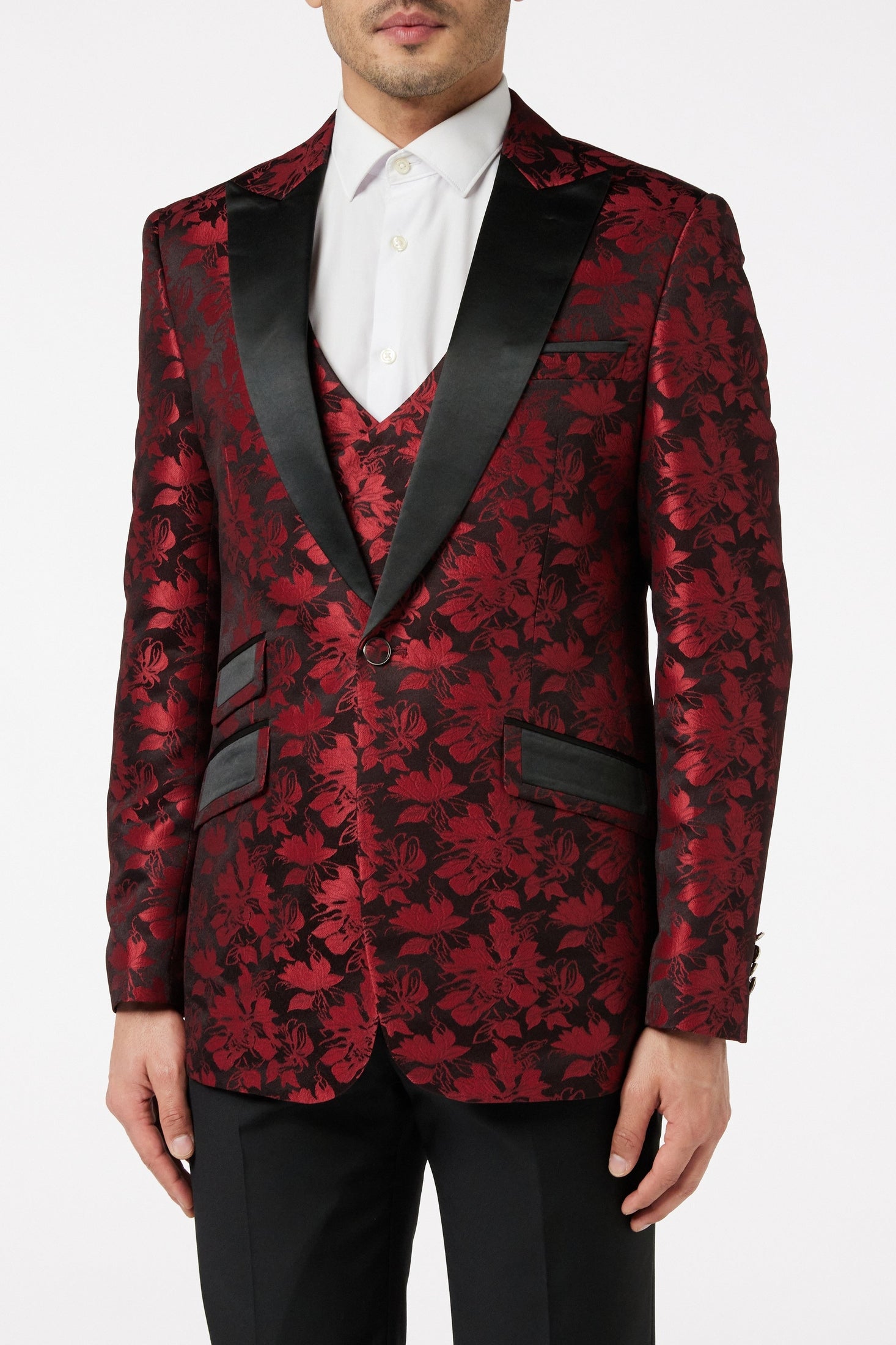 RED GROOMS WEDDING JACKET & WAISTCOAT