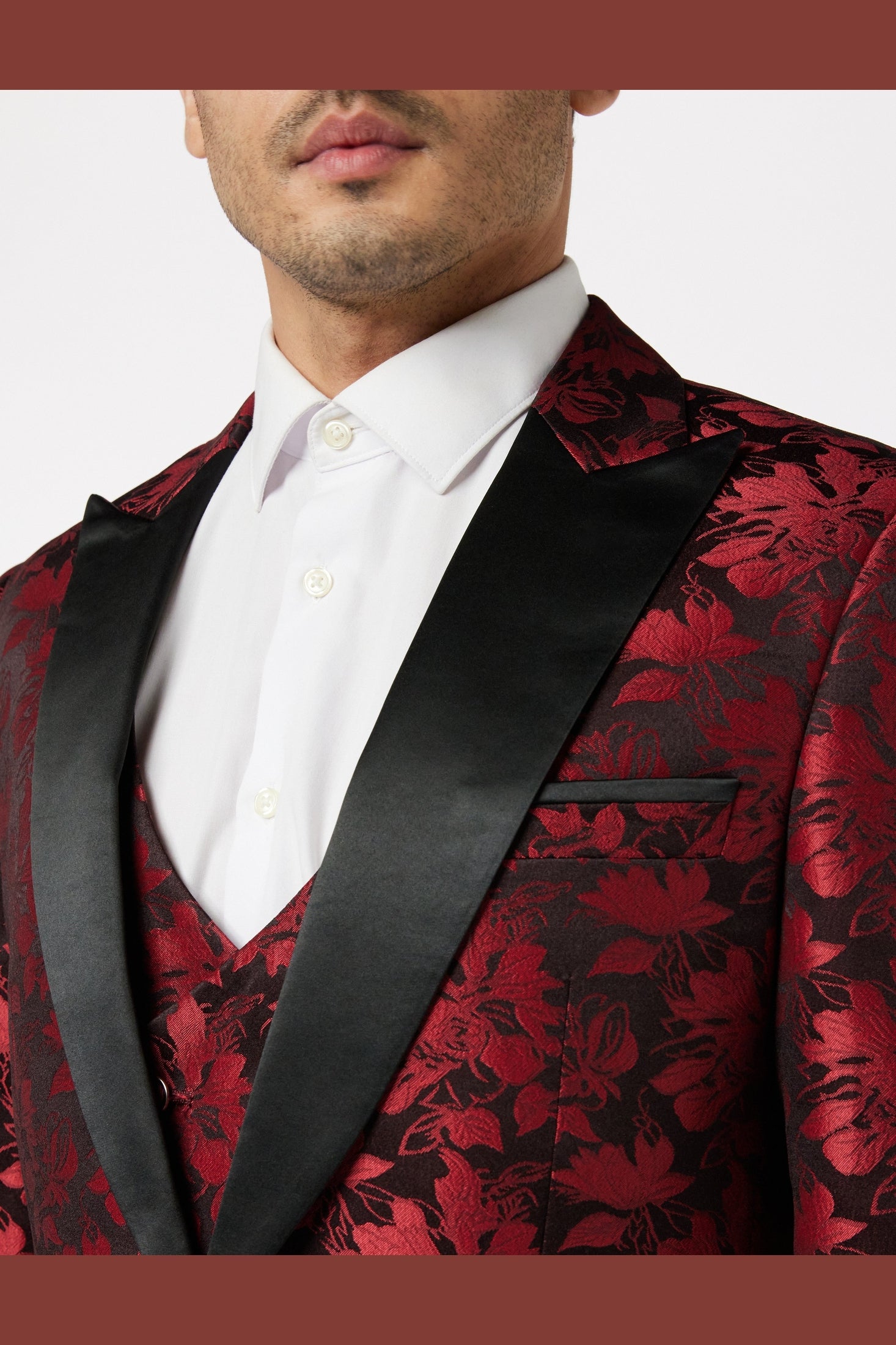 RED GROOMS WEDDING JACKET & WAISTCOAT