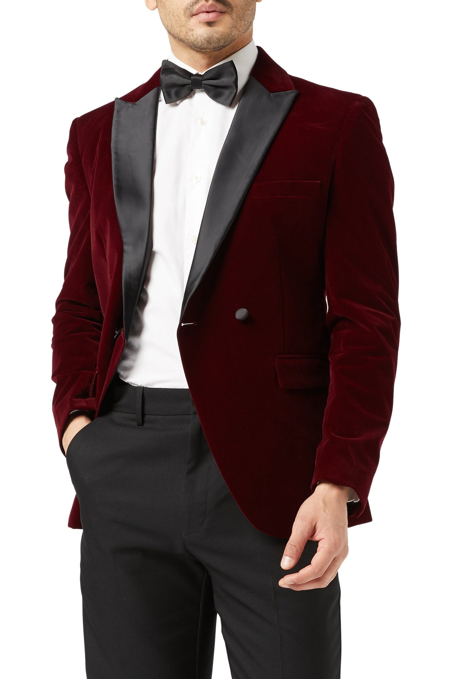 WILLS - Burgundy Soft Velvet Dinner Jacket