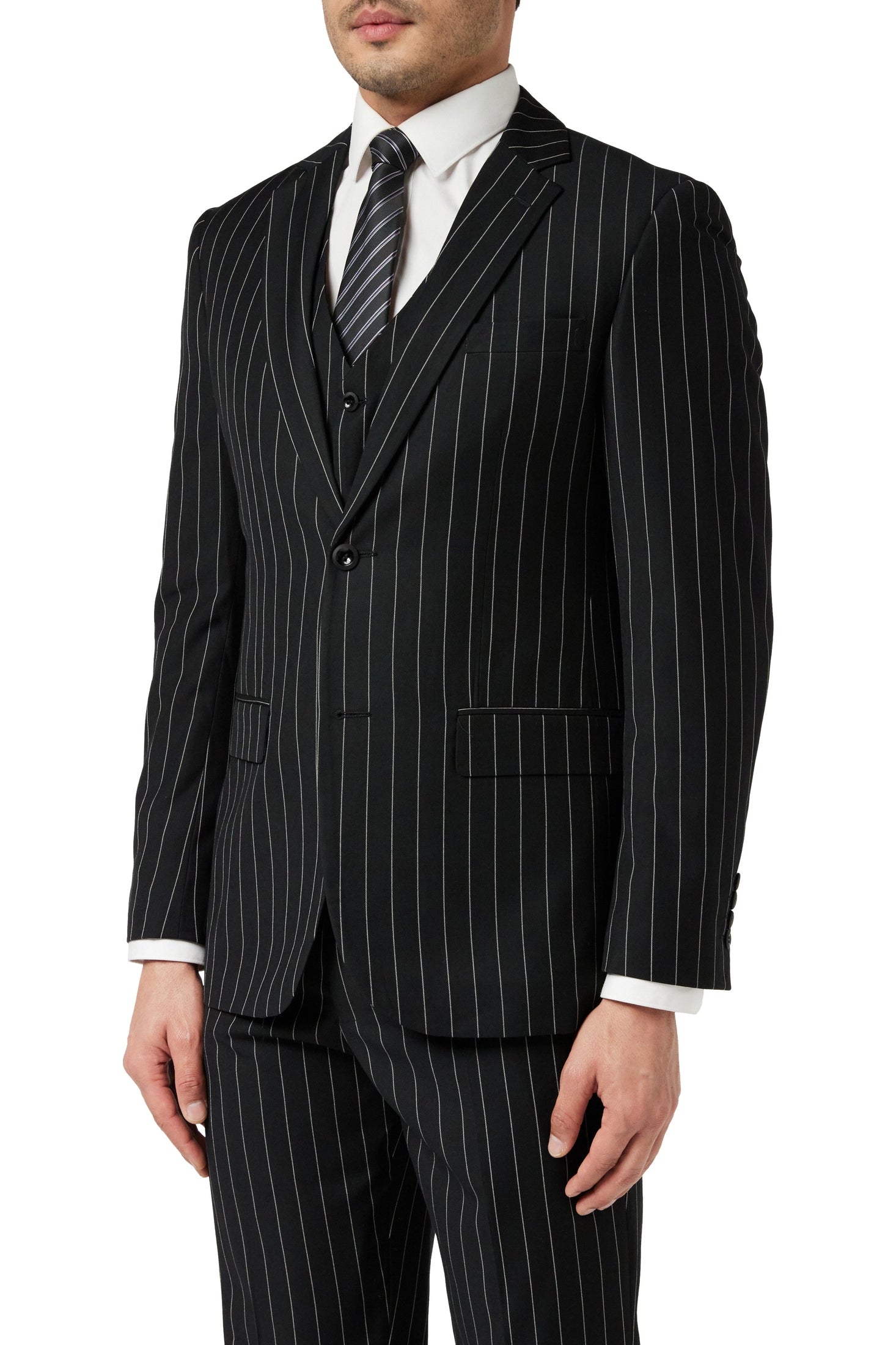 CLASSIC BLACK WHITE PINSTRIPE JACKET