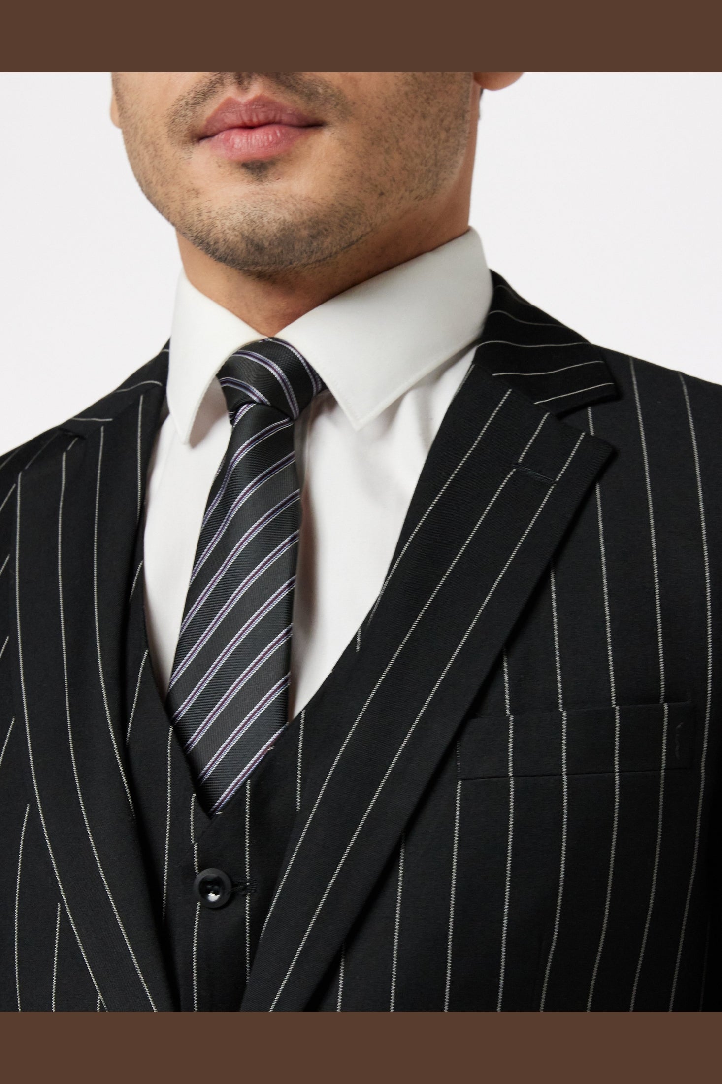 CLASSIC BLACK WHITE PINSTRIPE JACKET