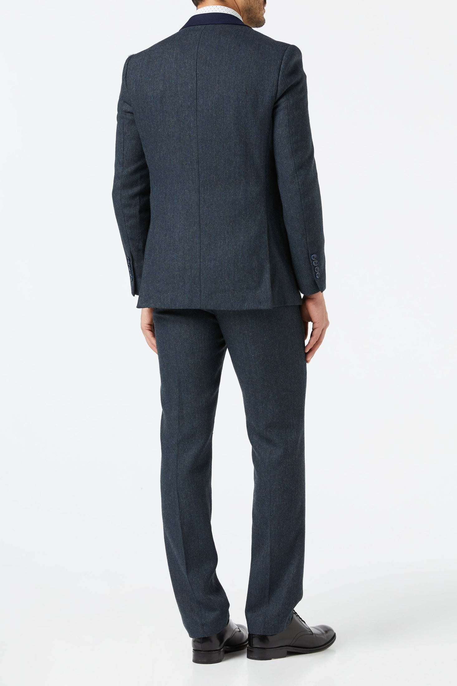 NAVY HERRINGBONE TWEED JACKET