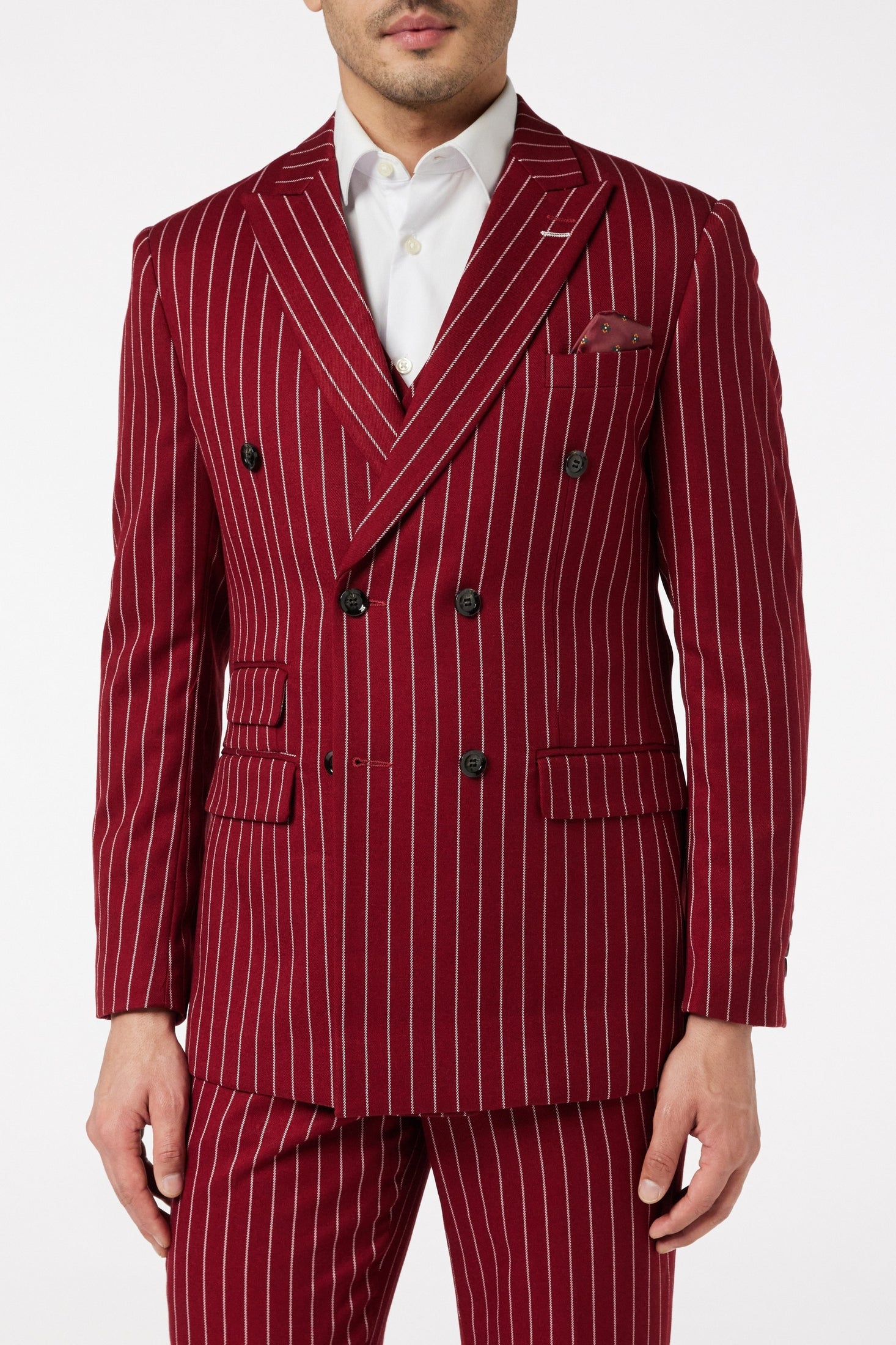 Pinstripe Double Breasted Maroon Jacket