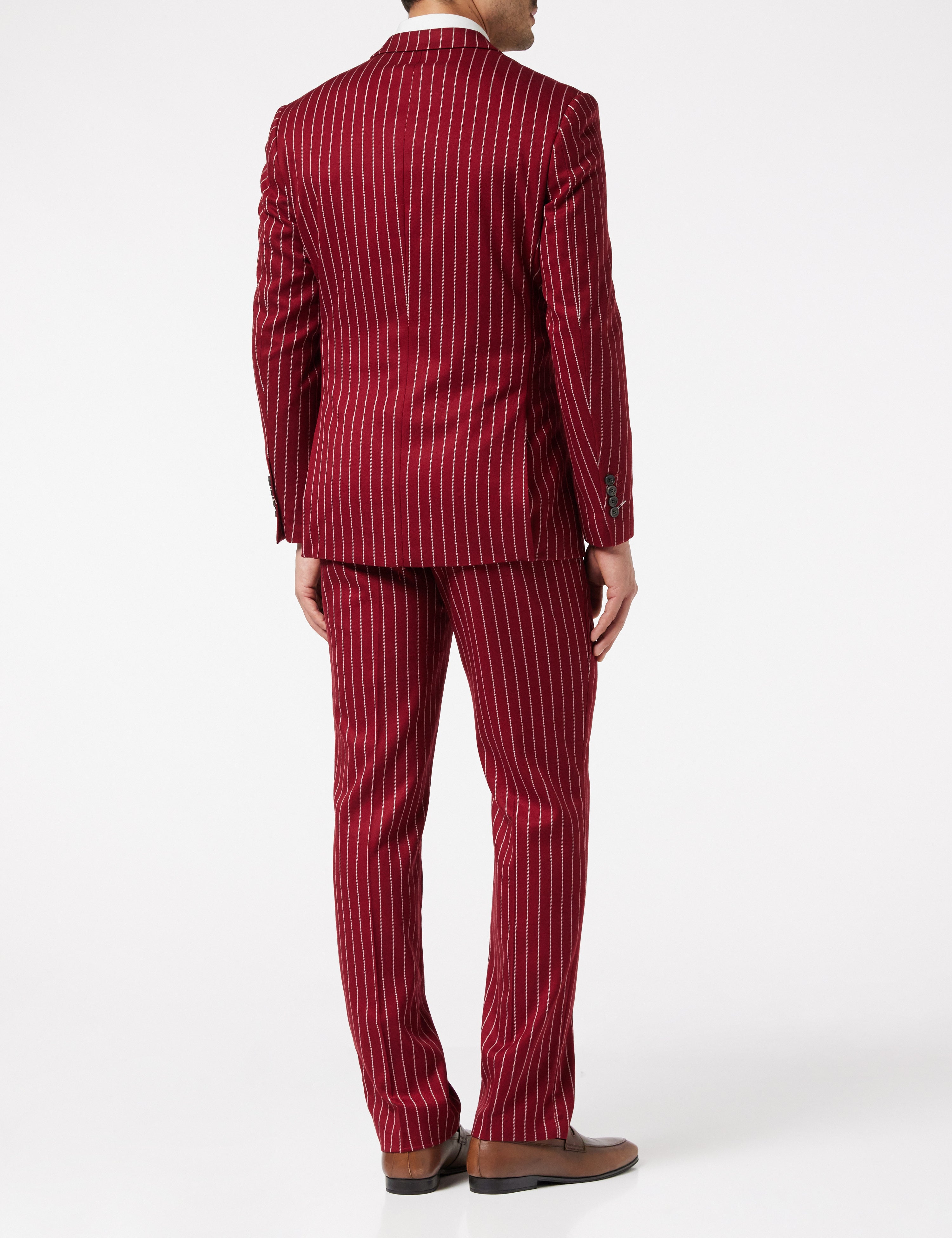 TERRY - Double Breasted Pinstripe Maroon Suit