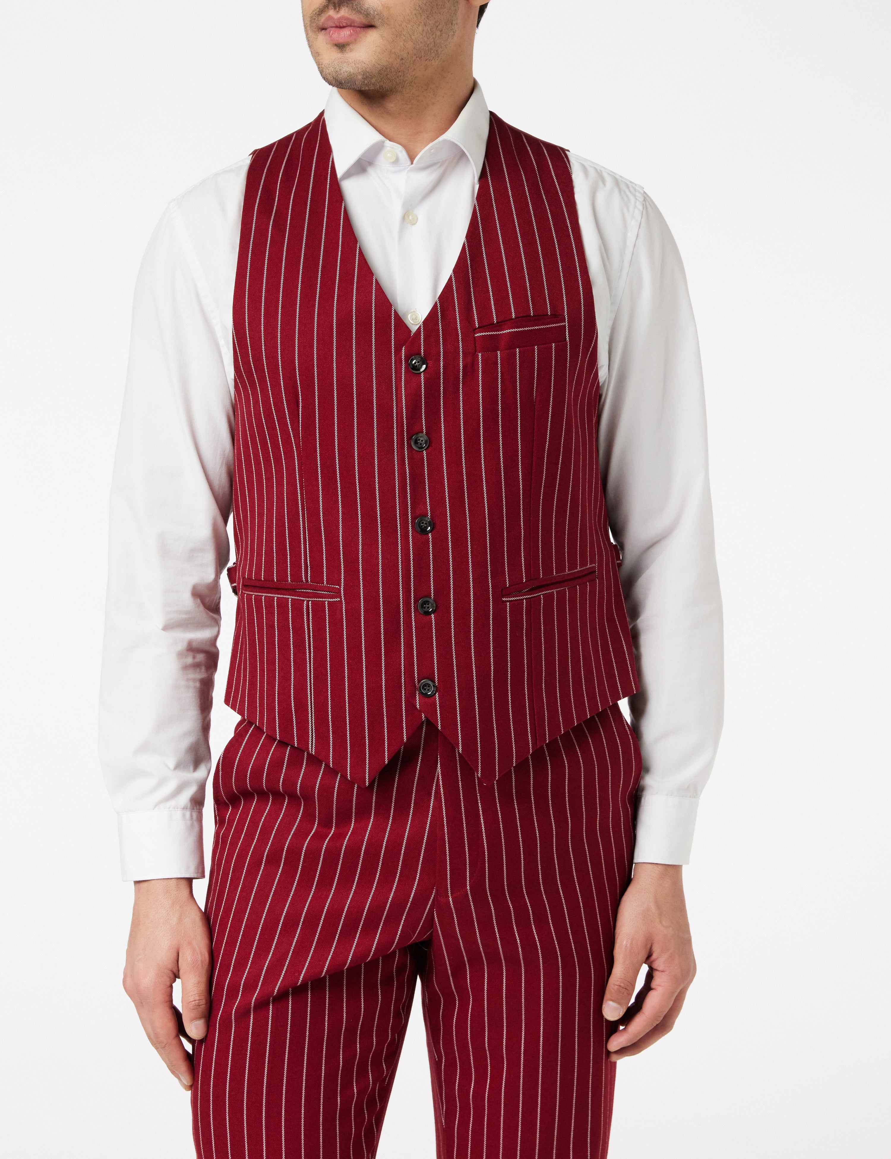 TERRY - Double Breasted Pinstripe Maroon Suit