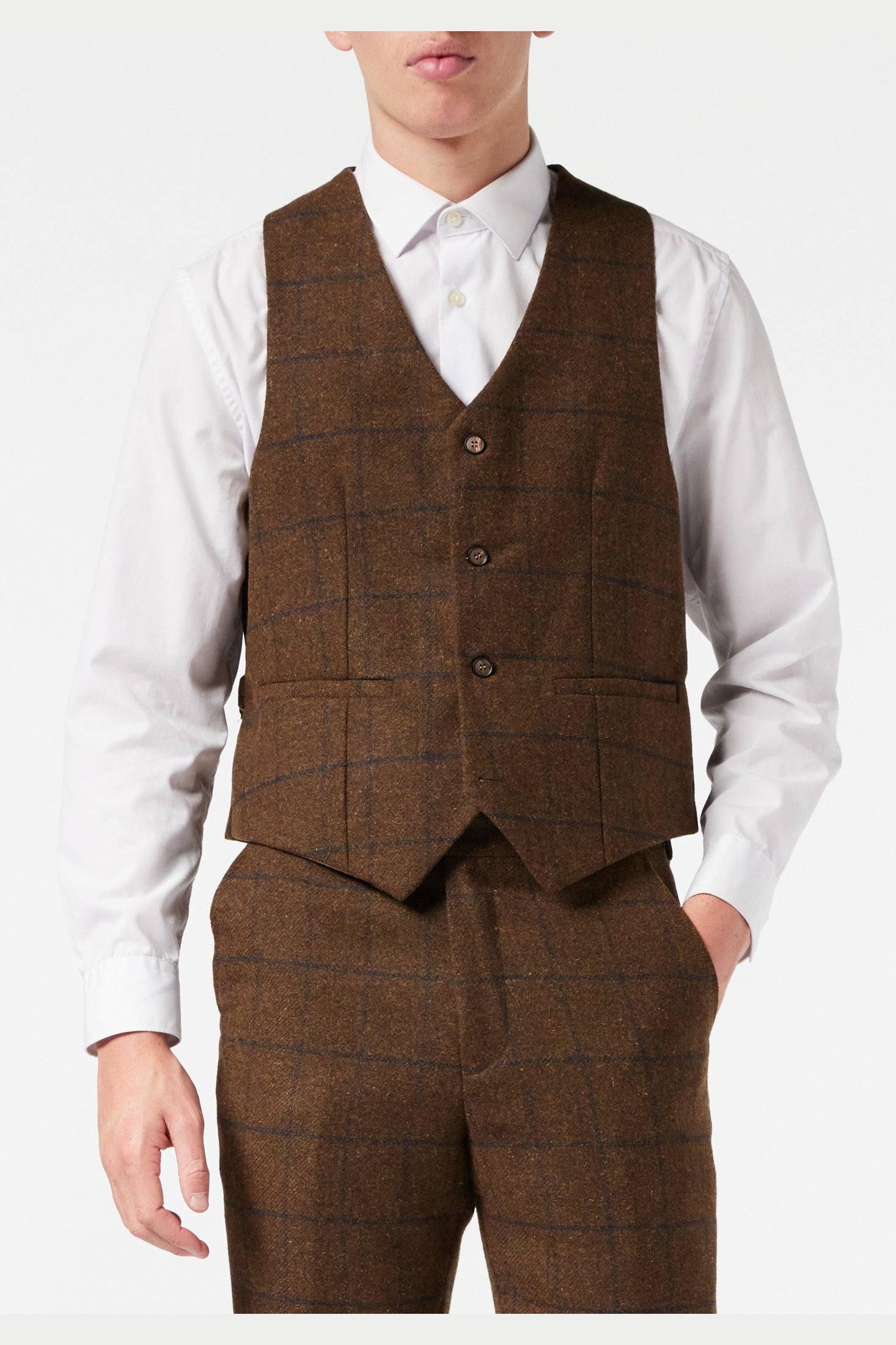 TAN TWEED NAVY CHECK JACKET