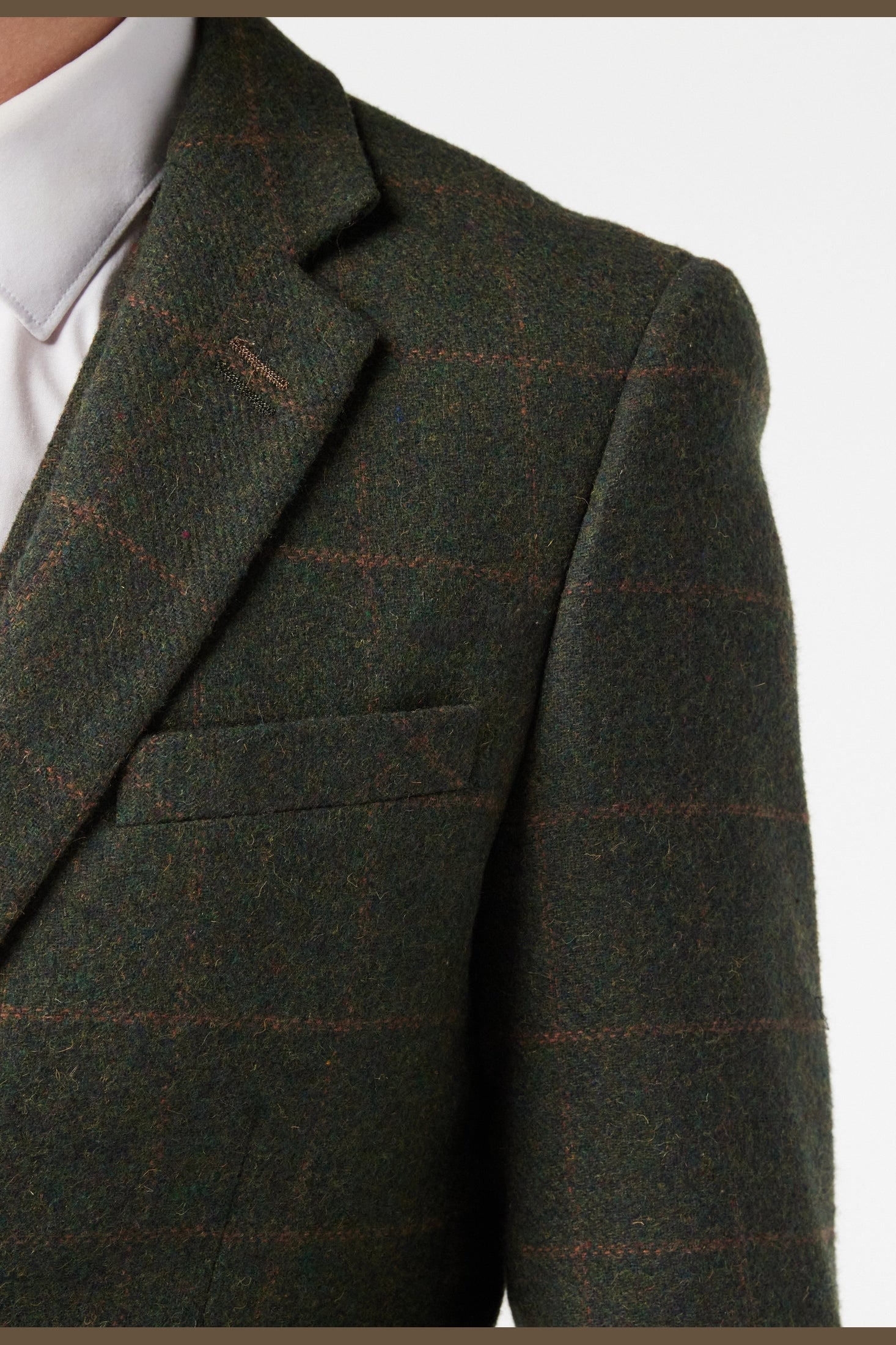 OLIVE GREEN TWEED CHECK JACKET