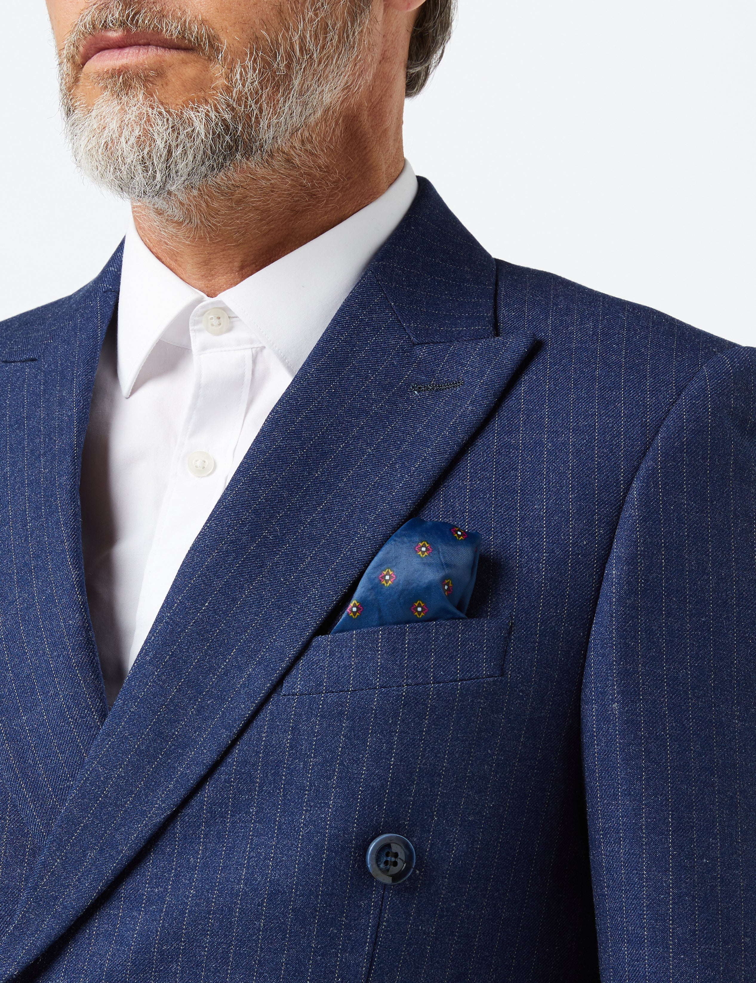 BLUE DOUBLE BREASTED PINSTRIPE JACKET & WAISTCOAT