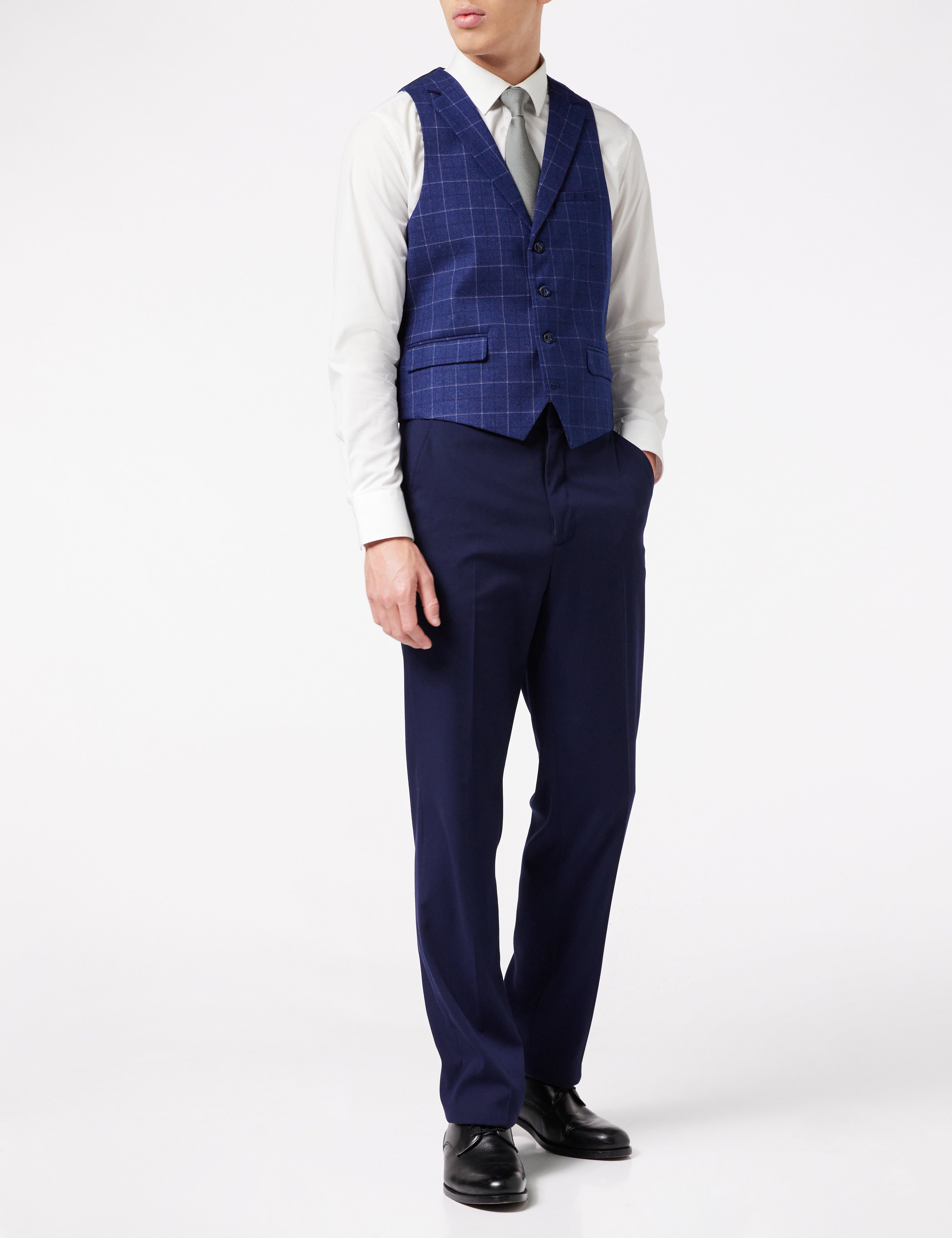 LUKE - GRID CHECK COLLAR WAISTCOAT
