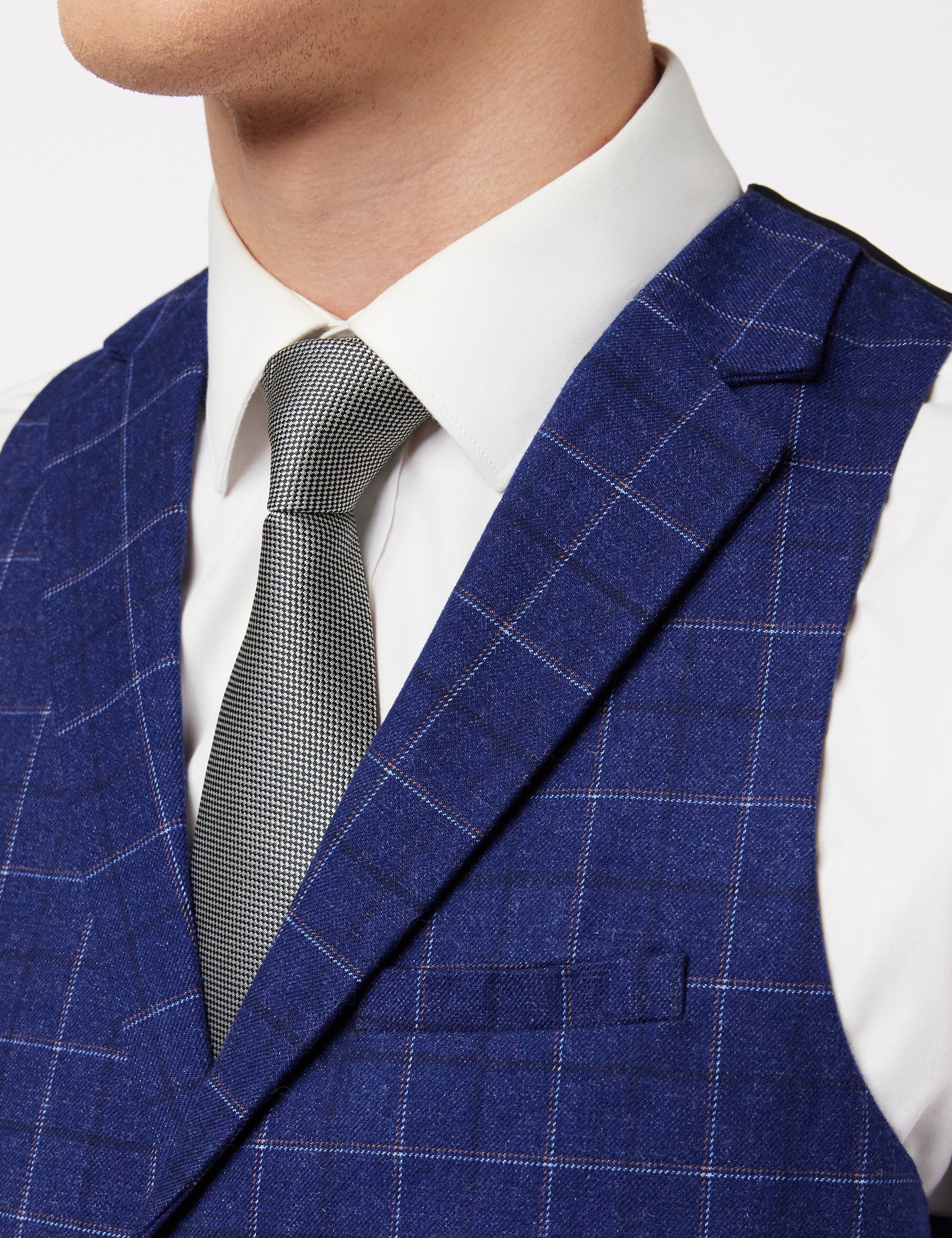 LUKE - GRID CHECK COLLAR WAISTCOAT