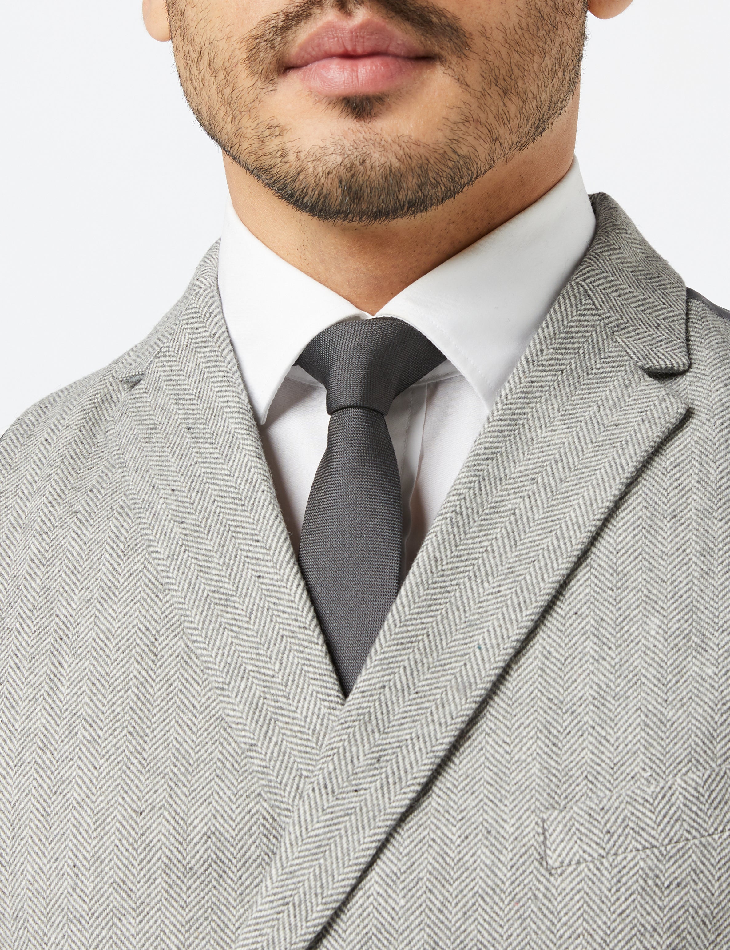 Martin - Grey Tweed Collar Double Breasted waistcoat