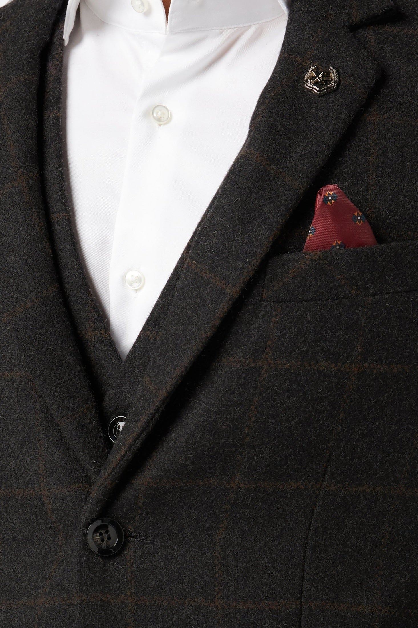 HERRINGBONE TWEED GREY BLACK CHECK JACKET & WAISTCOAT