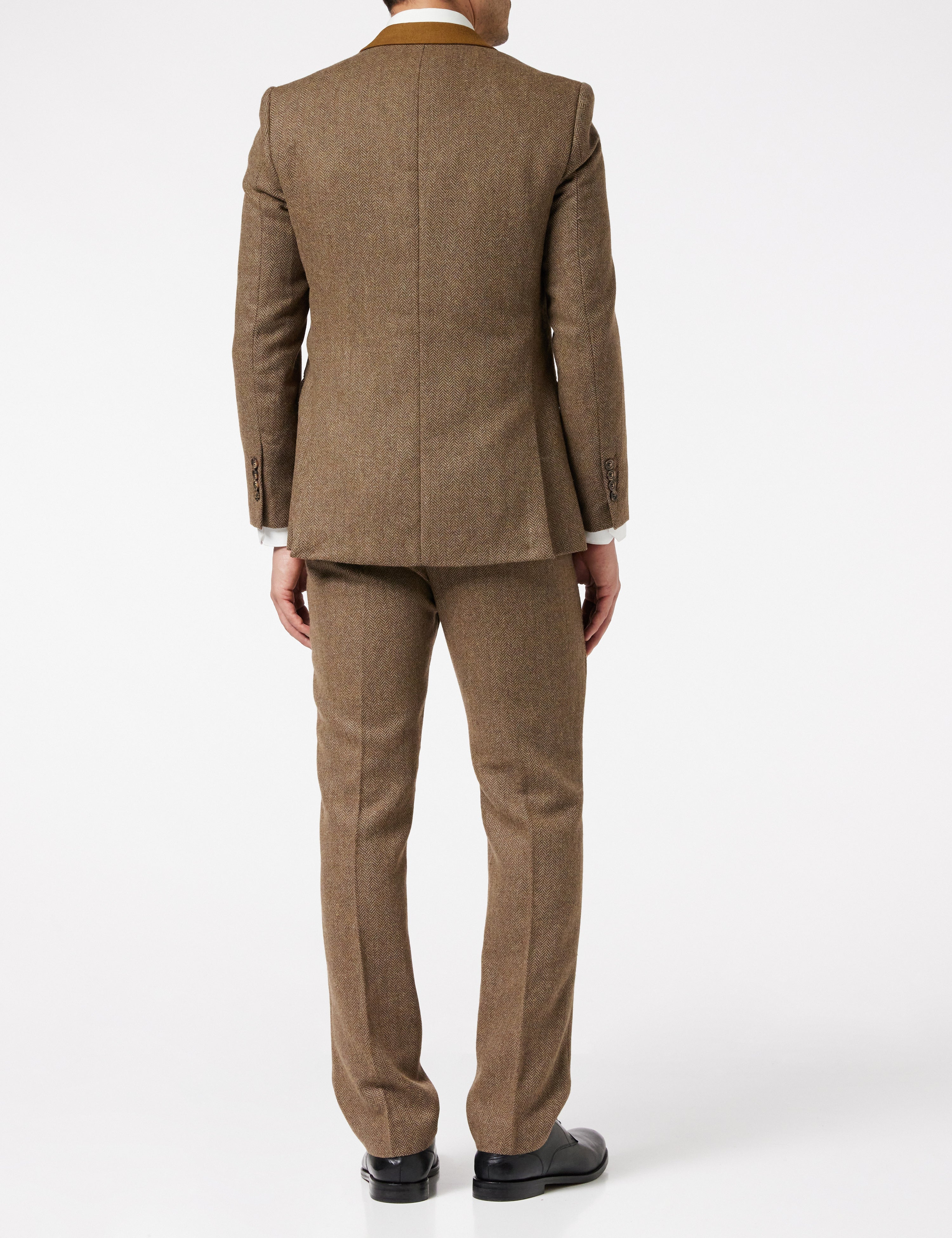 HERRINGBONE TWEED TAN BROWN JACKET