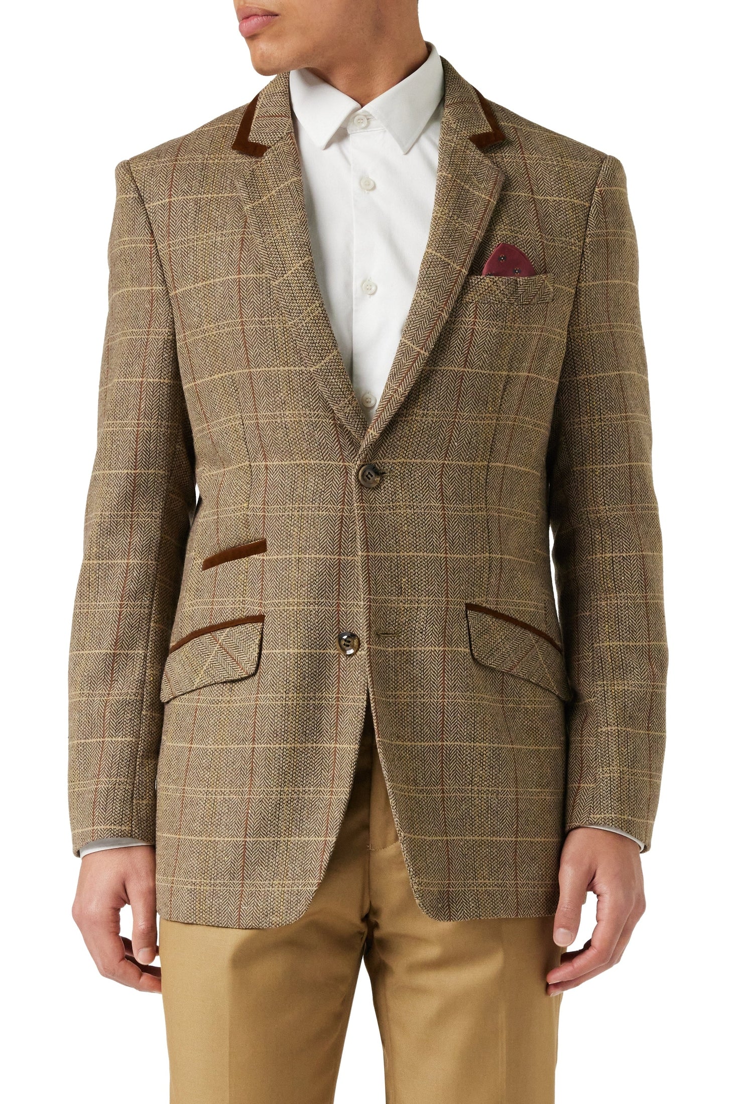 CARLO - BROWN TWEED CHECK BLAZER