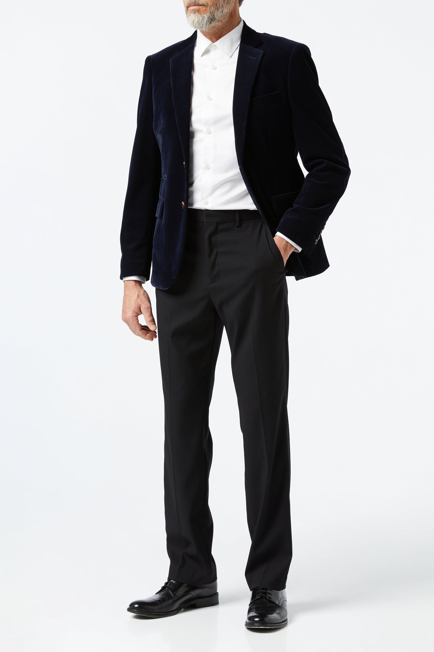 MATTHEW - Navy Blue Corduroy Blazer Jacket