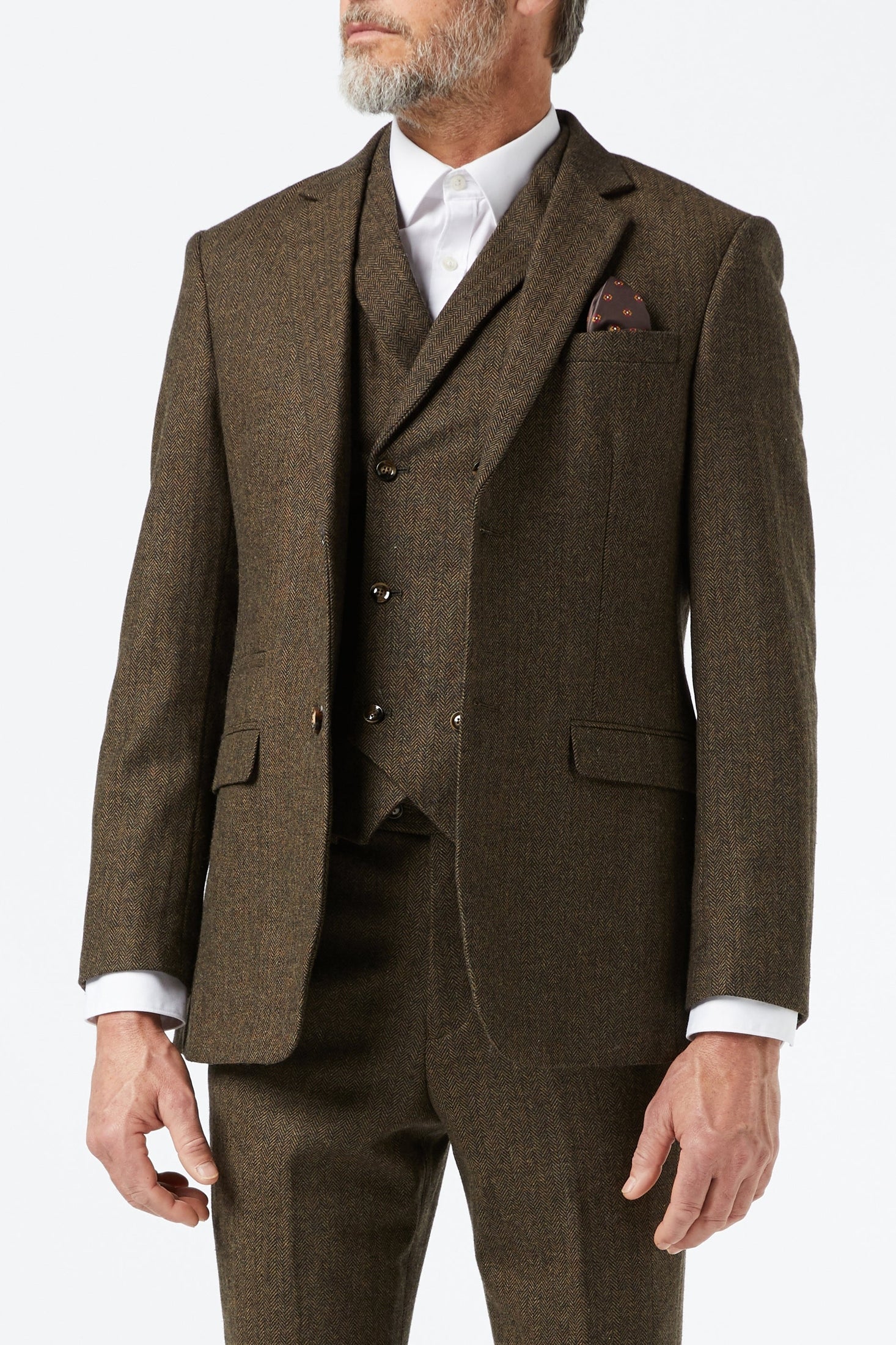JAX - BROWN HERRINGBONE TWEED JACKET
