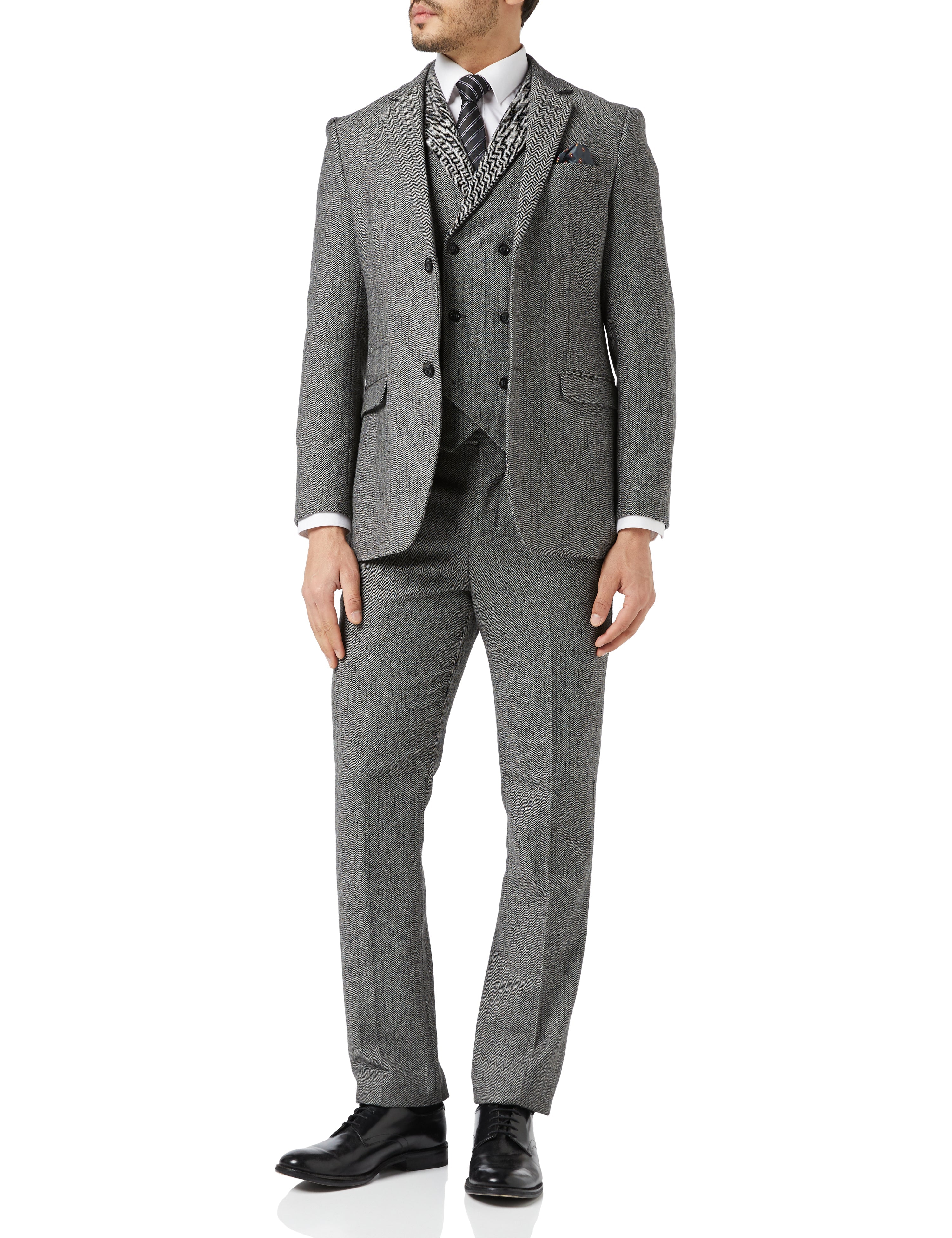 JAX - HERRINGBONE GREY TWEED SUIT WAISTCOAT