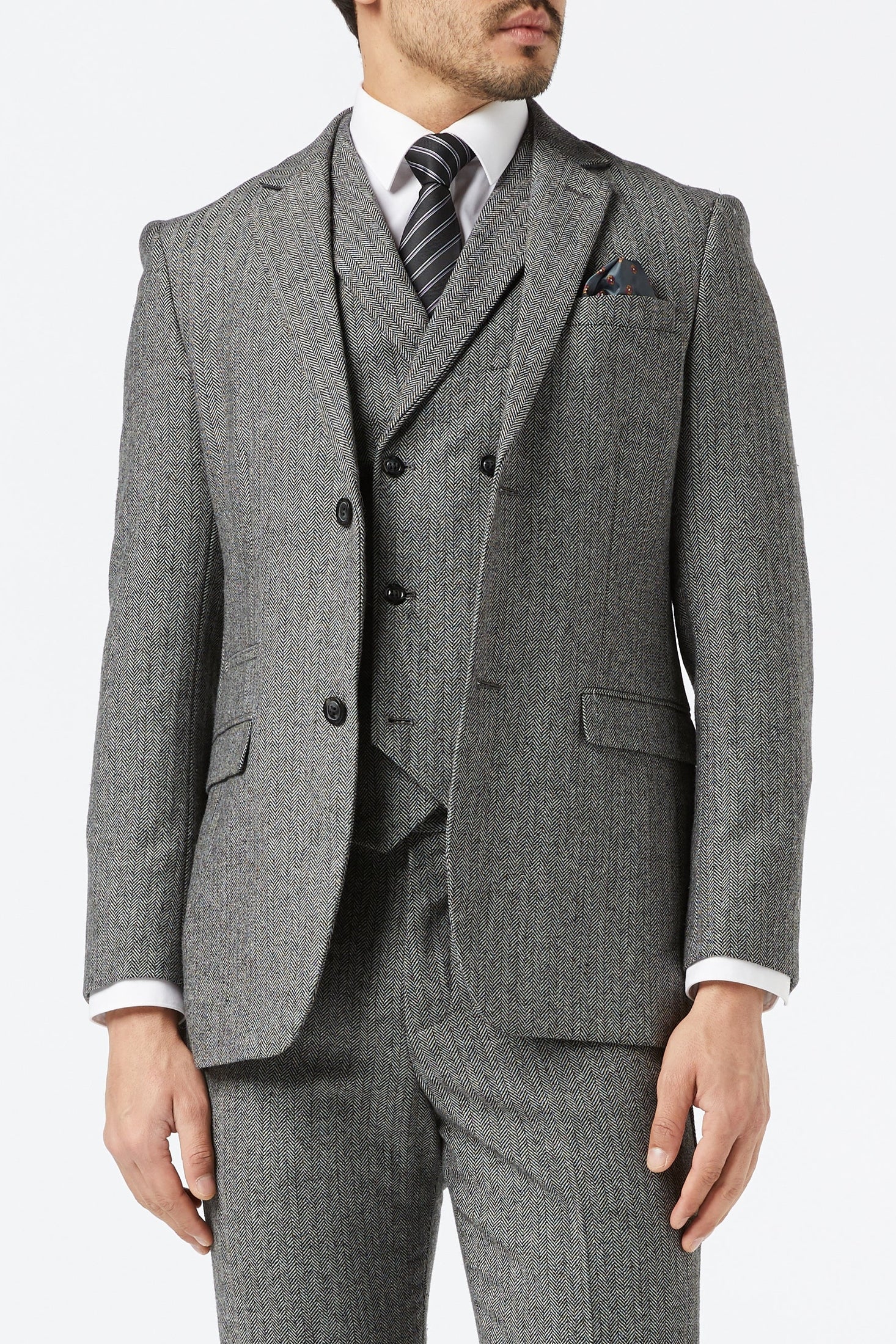 JAX - GREY HERRINGBONE TWEED JACKET