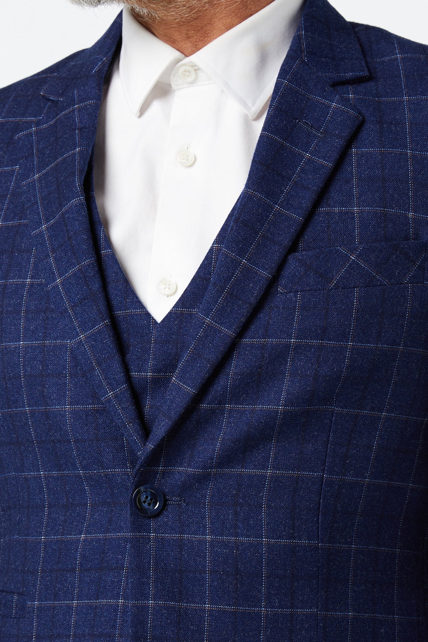 HECTOR - NAVY GRID WINDOWPANE CHECK JACKET & WAISTCOAT