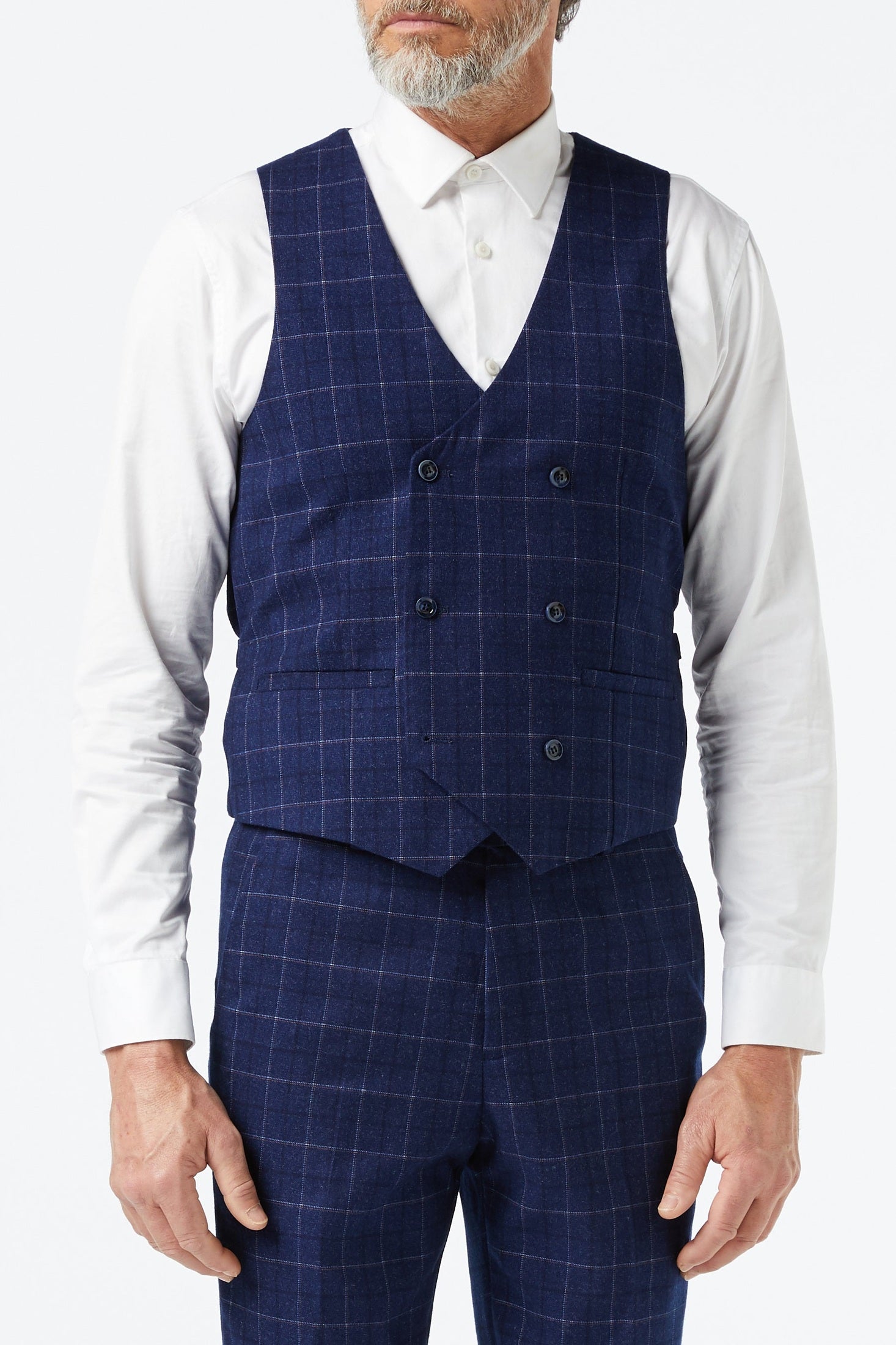 HECTOR - NAVY GRID WINDOWPANE CHECK JACKET & WAISTCOAT