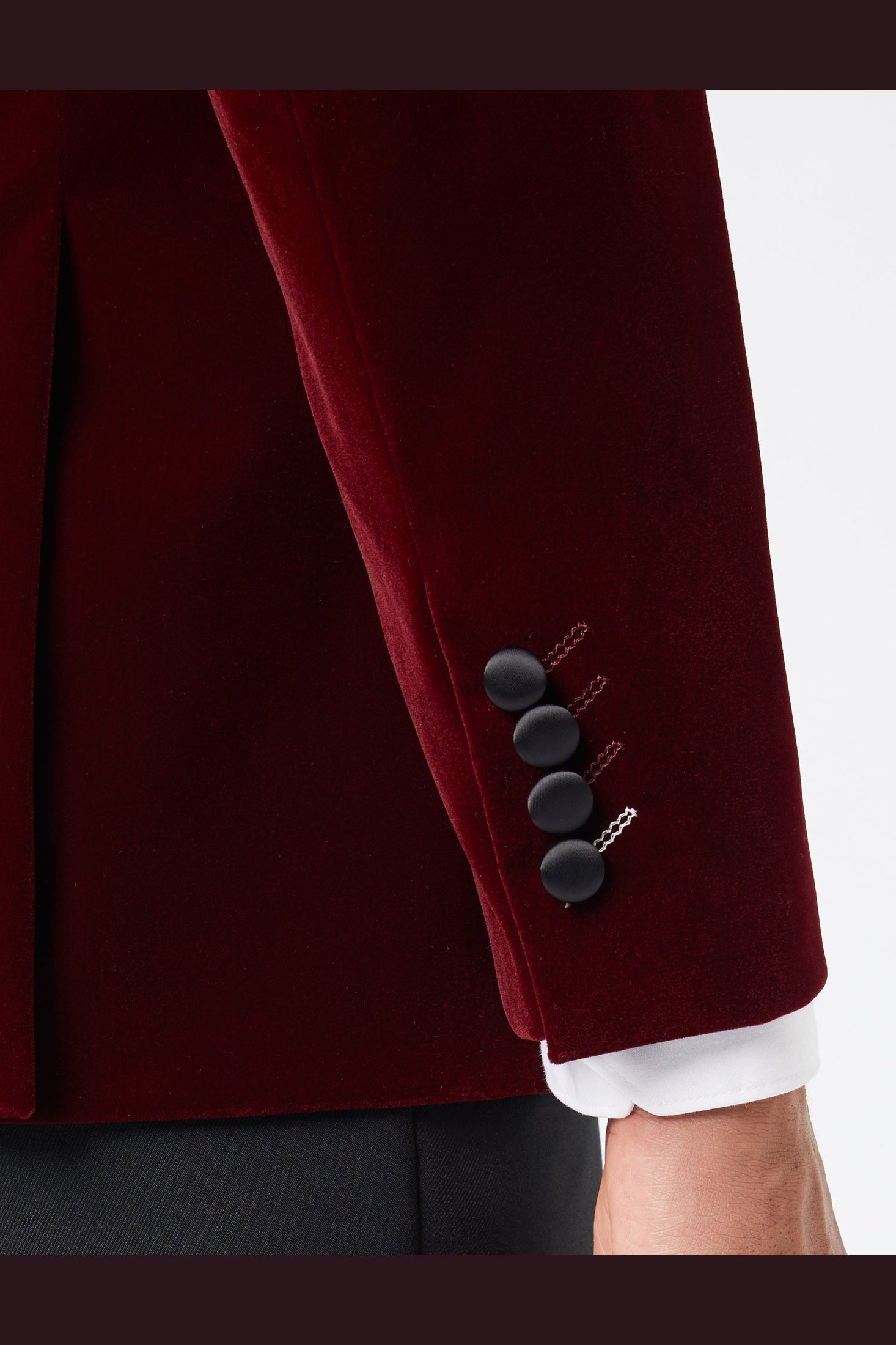 SMITH - BURGUNDY TUXEDO DOUBLE BREASTED VELVET BLAZER