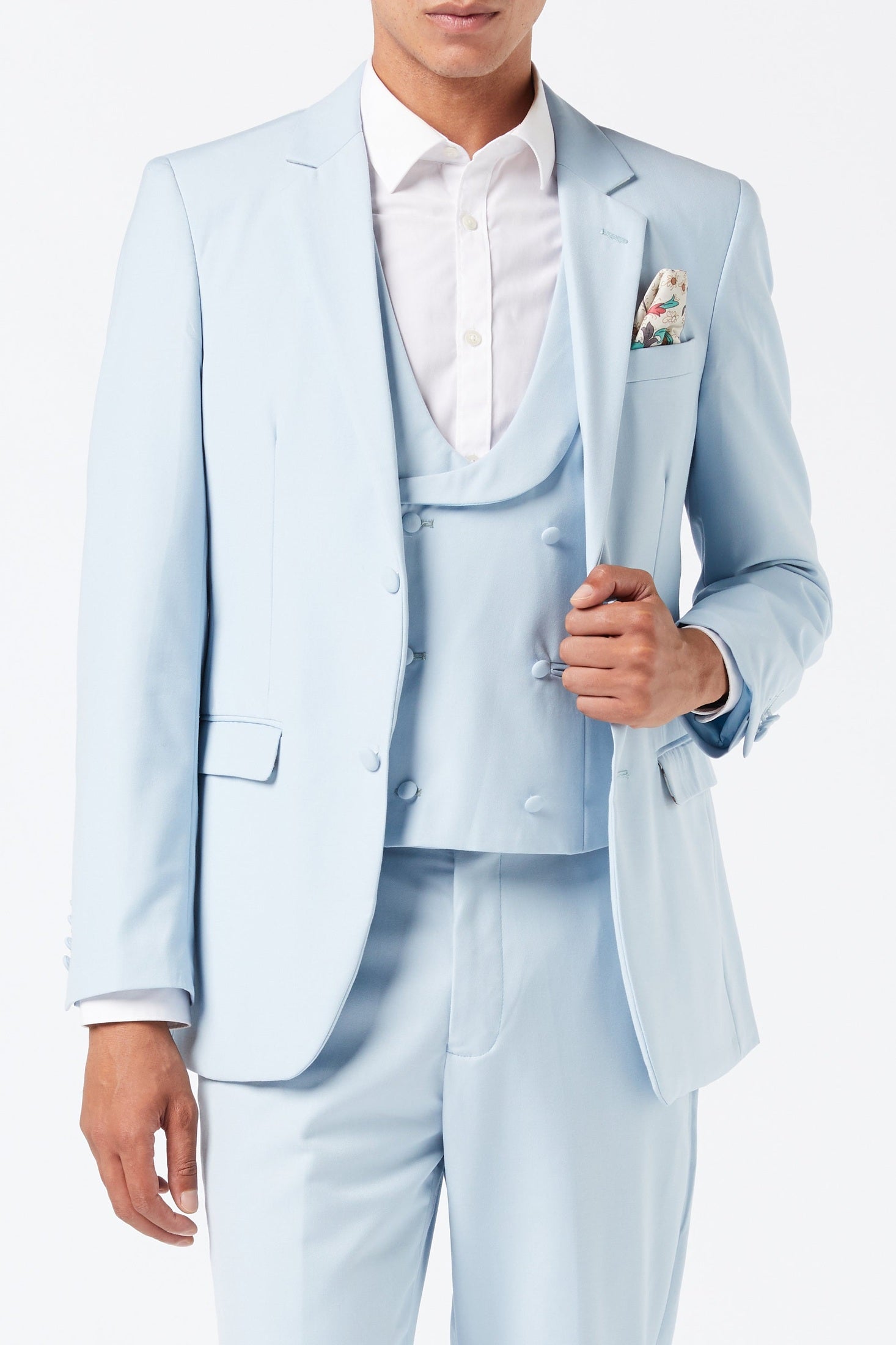 LETE - PALE BLUE SUMMER WEDDING JACKET & WAISTCOAT