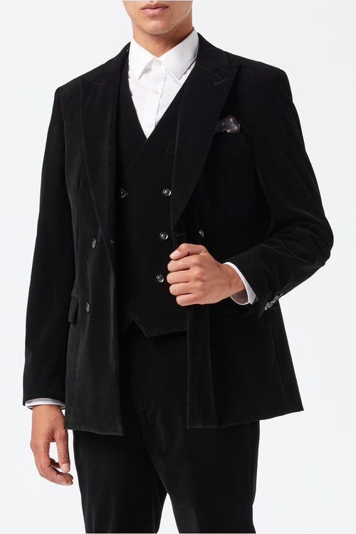 MATTHEW – BLACK CORDUROY JACKET & WAISTCOAT