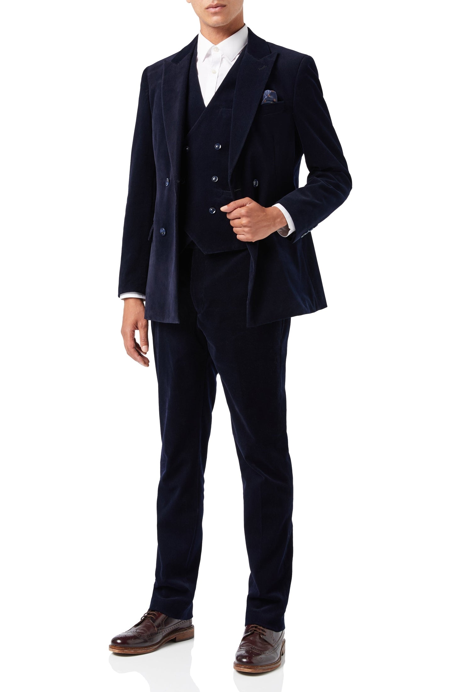 MATTHEW – NAVY CORDUROY JACKET & WAISTCOAT