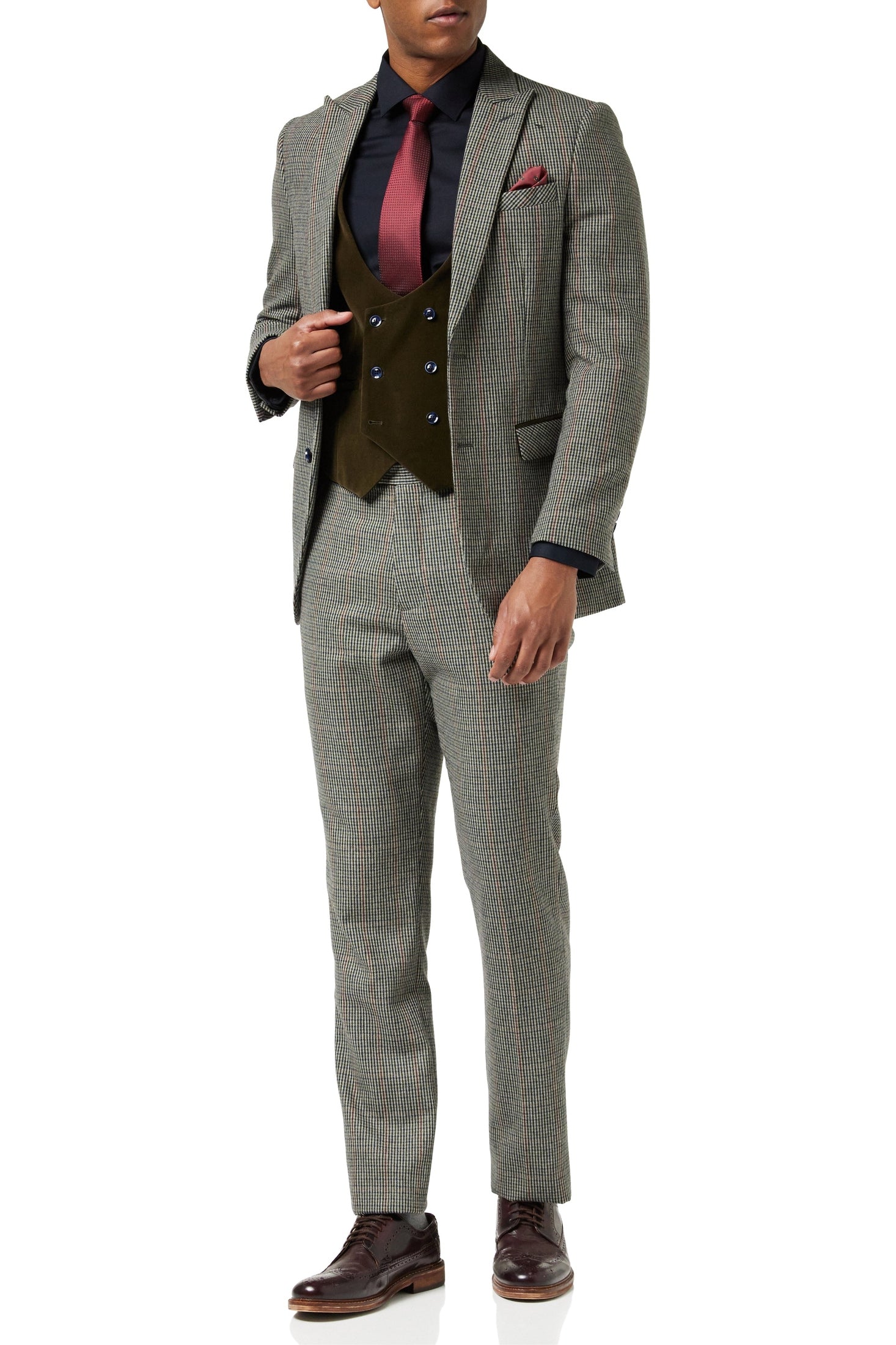 HERVE – GREEN HOUNDSTOOTH TWEED BLAZER