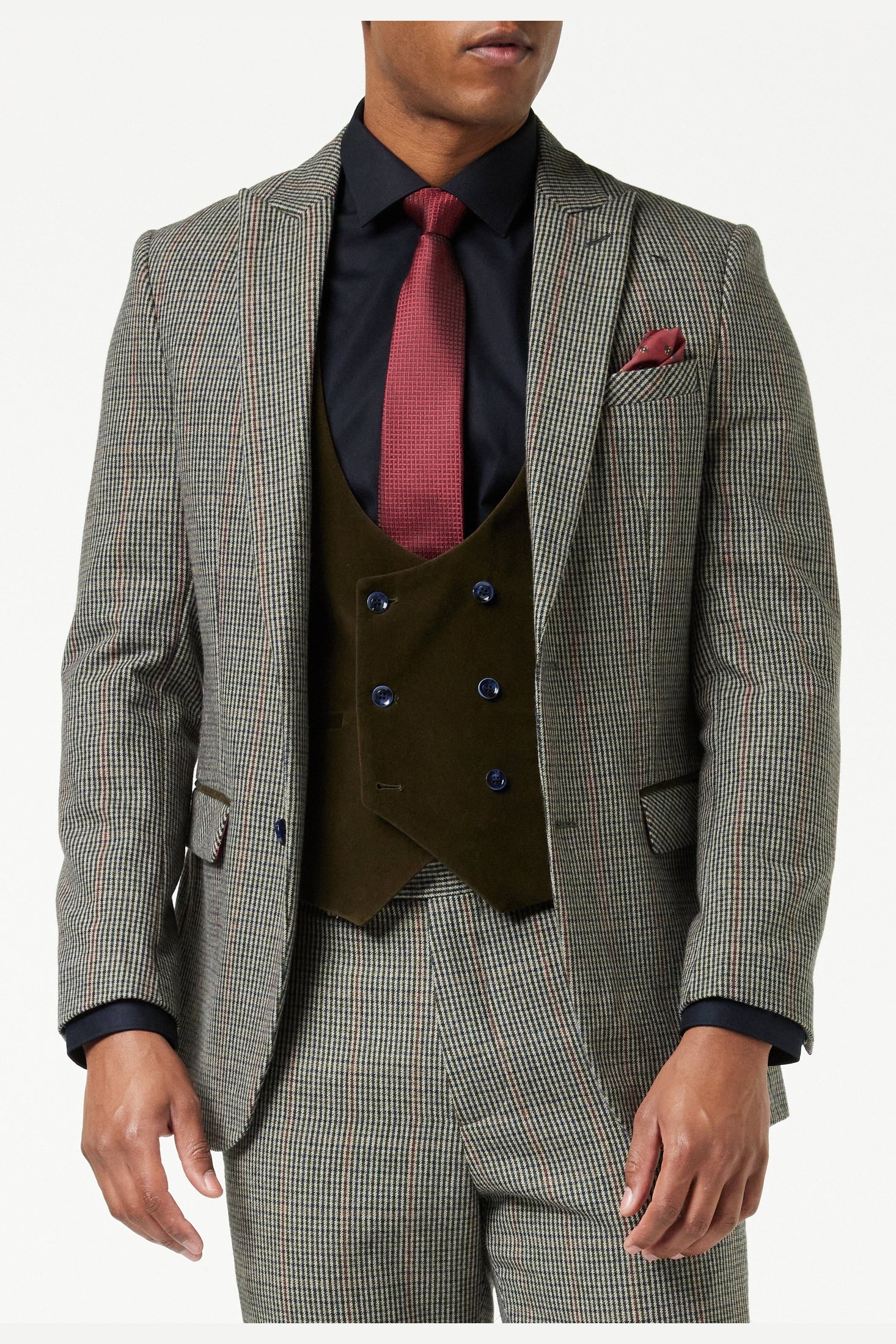 HERVE – GREEN HOUNDSTOOTH TWEED BLAZER