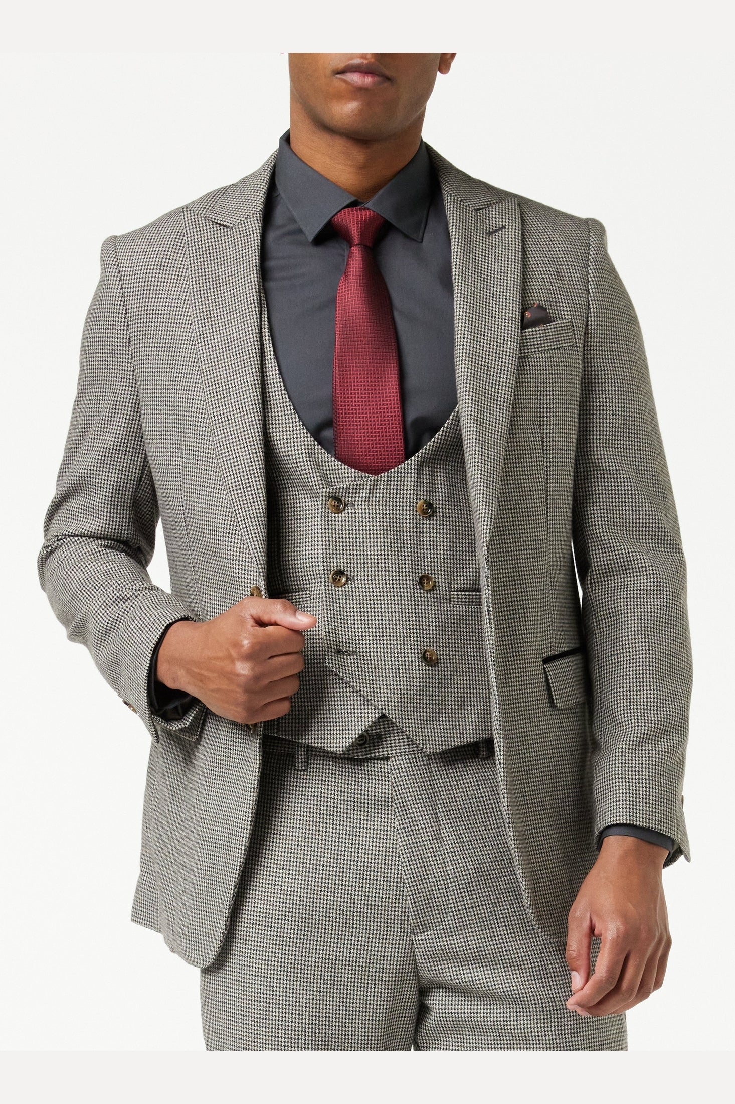 HERVE – GREY HOUNDSTOOTH TWEED BLAZER