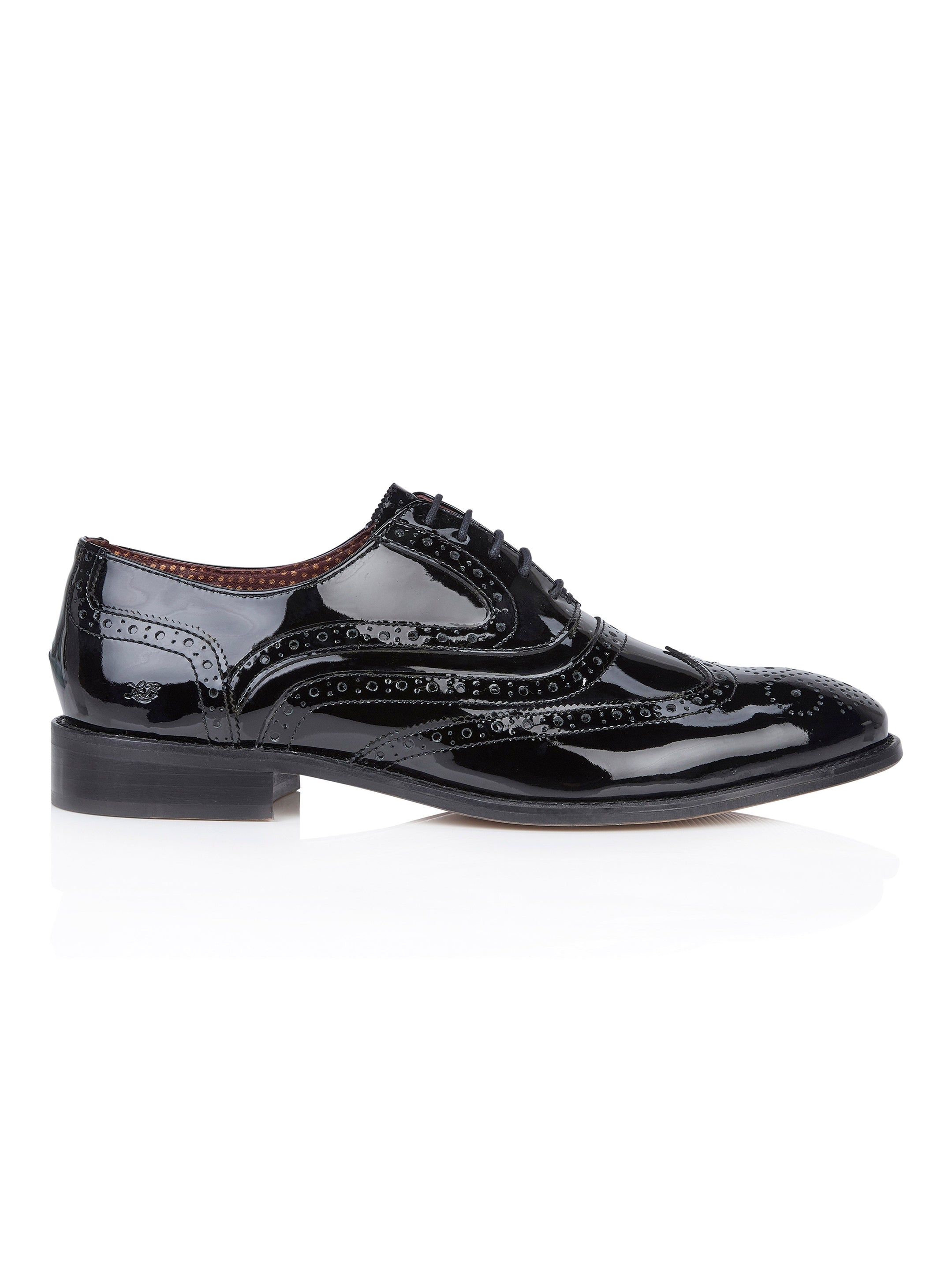 PATENT LEATHER OXFORD BROGUE - BLACK
