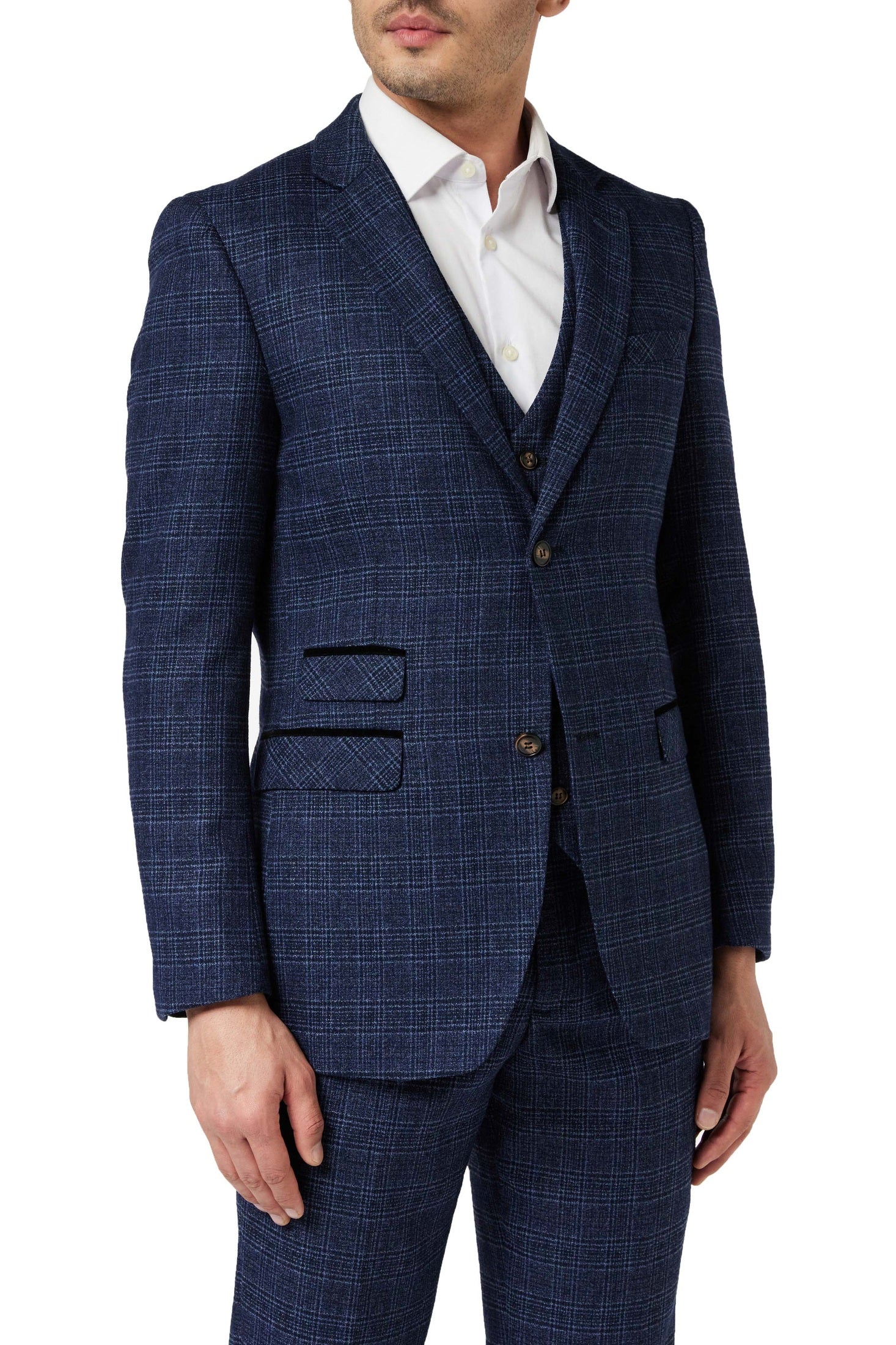 ABEL- NAVY TWEED CHECK JACKET & WAISTCOAT